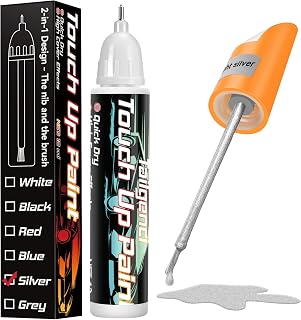 Silver Touch Up Paint For Cars, Quick And Easy Car Scratch Remover For Deep Scratches，Two-In-One Auto Touch Up Paint Pen, Car Paint Scratch Repair, Automotive Wheel Paint For Erase Car Scratches
