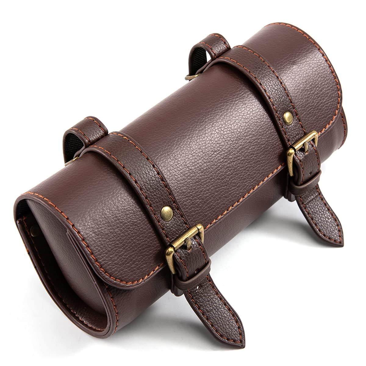 Borsa da sella per moto, mini forcella da moto, manubrio in pelle PU, custodia per attrezzi (D)