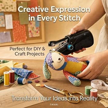 Handheld Sewing Machine,Cordless Mini Portable Sewing Machine for Beginners | Electronic Small Mending Machine for Quick Stitching, Hemming, DIY Crafts (Black)