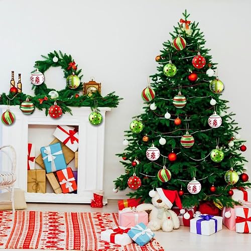 Miniatura 5 de 18 adornos de bolas de Navidad, bolas de Navidad intermitentes de 2.4 pulgadas, para decoración del árbol de Navidad, bolas de Navidad de plástico