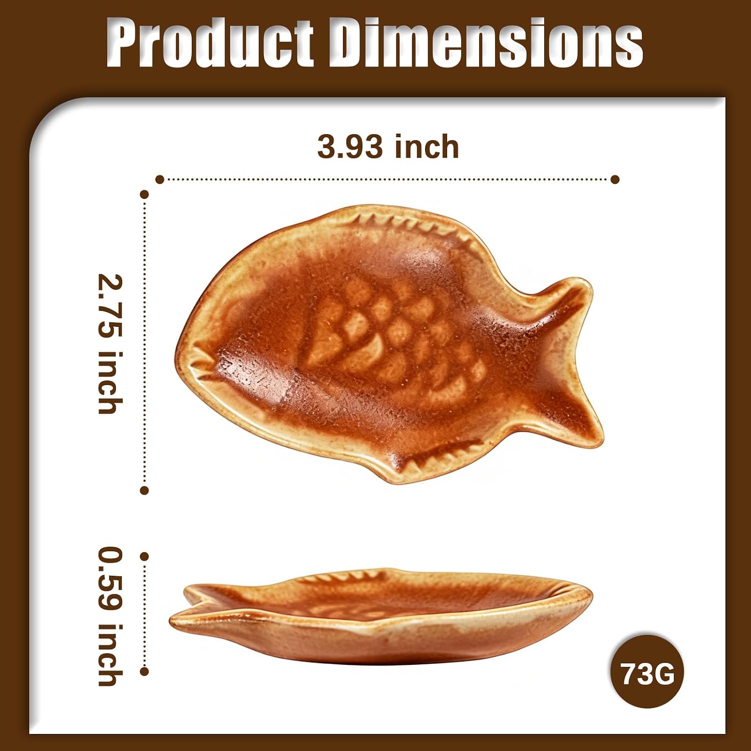 Japanese Dipping Bowls Set of 2, Taiyaki Fish Shaped Ceramic Sauce Dishes for Soy Sauce Wasabi Ketchup, Sushi Appetizer Plates, Multipurpose Condiment Bowls for Party Favors & Japanese Kitchen Decor