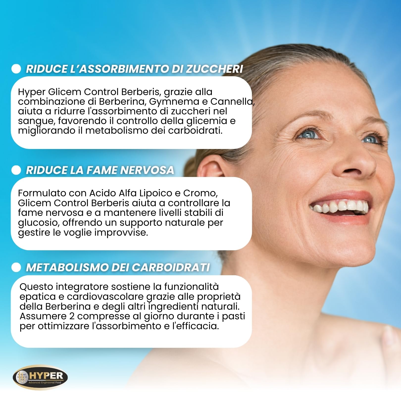 GLICEM CONTROL BERBERIS 300 Compresse Berberina Cannella Gymnema Acido Alfa Lipoico Cromo Livello di Glicemia Metabolismo