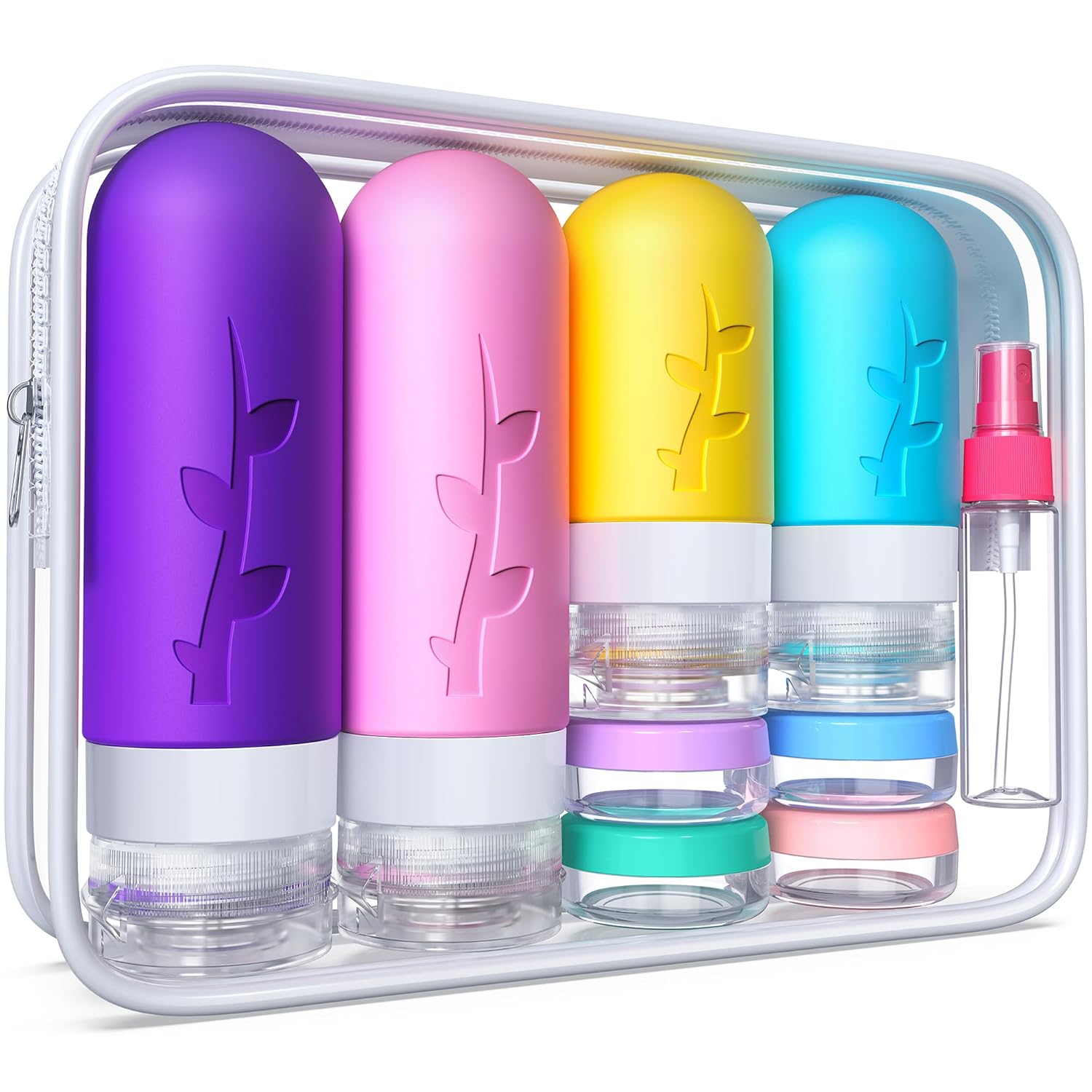 Travel Bottles,TSA Approved Containers for Toiletries, Silicone Leak Proof Refillable Liquid 3oz 2oz Travel essentials for Shampoo Conditioner Lotion BPA Free – Pack of 18