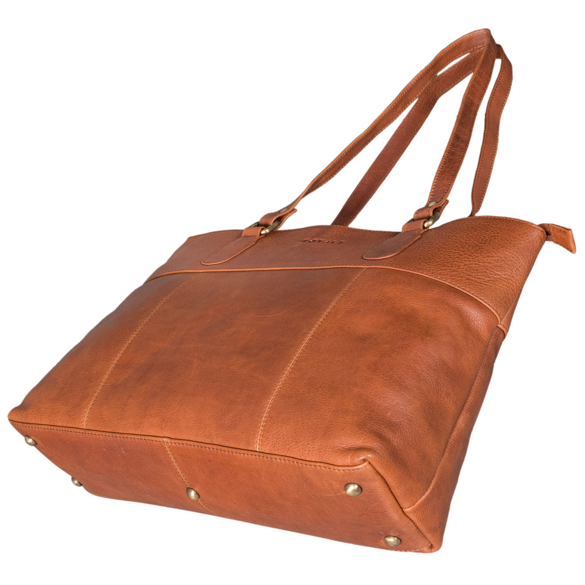 ROYALZ "Augustine Vintage Echtleder Handtasche Damen mittelgroß Leder Henkeltasche Schultertasche mit langen Henkeln;Farbe:Schwarz