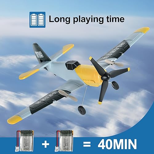 Miniatura 4 de Avión RC BF-109 de 3 canales, 2.4 GHz, estabilizador de giroscopio de 6 ejes RTF, avión planeador o principiantes adultos niños con sistema de