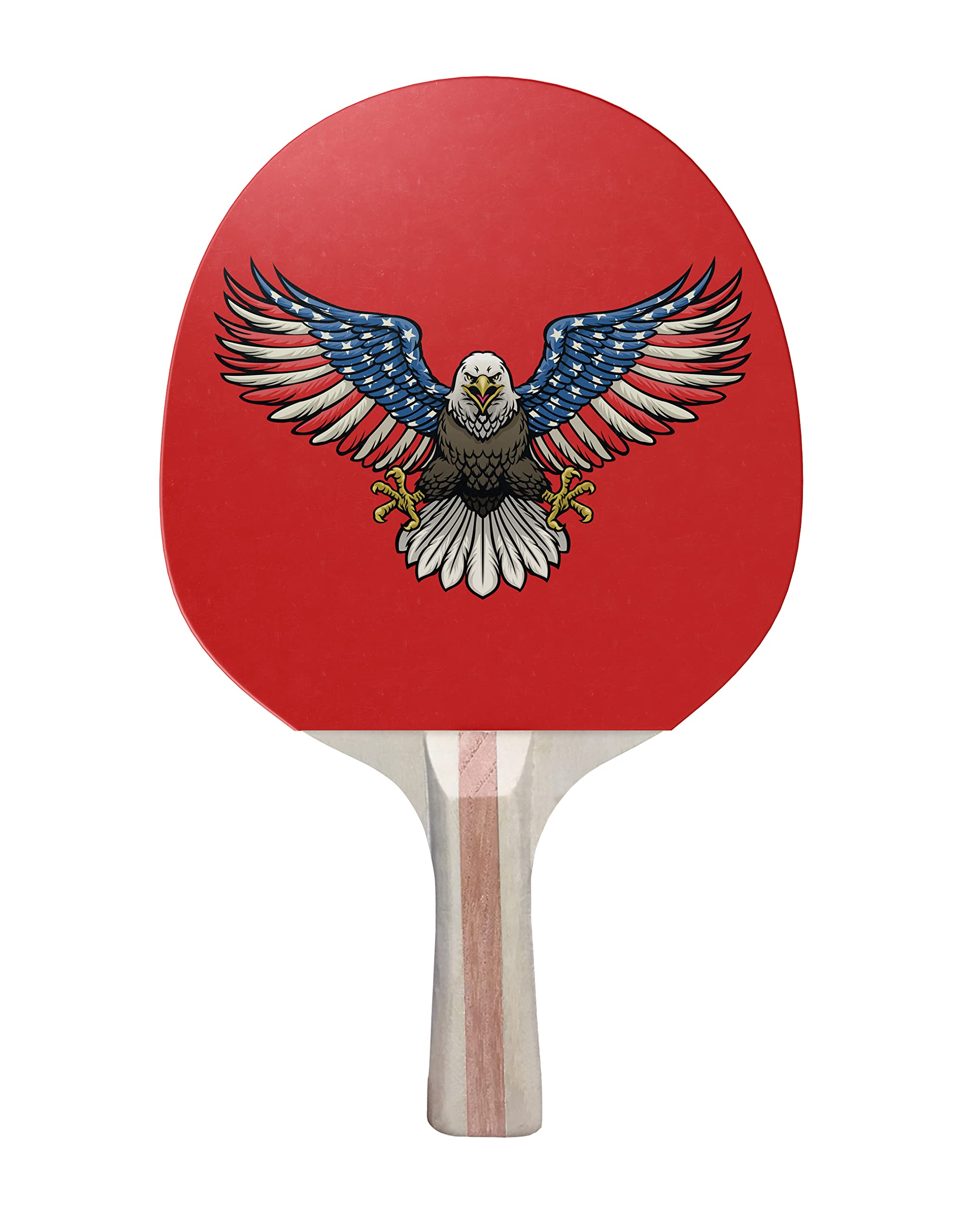 TigerTail Sports USA Bald Eagle Colorful Design Ping Pong Paddle, Premium 5 Ply Table Tennis Racket (Black on Back)