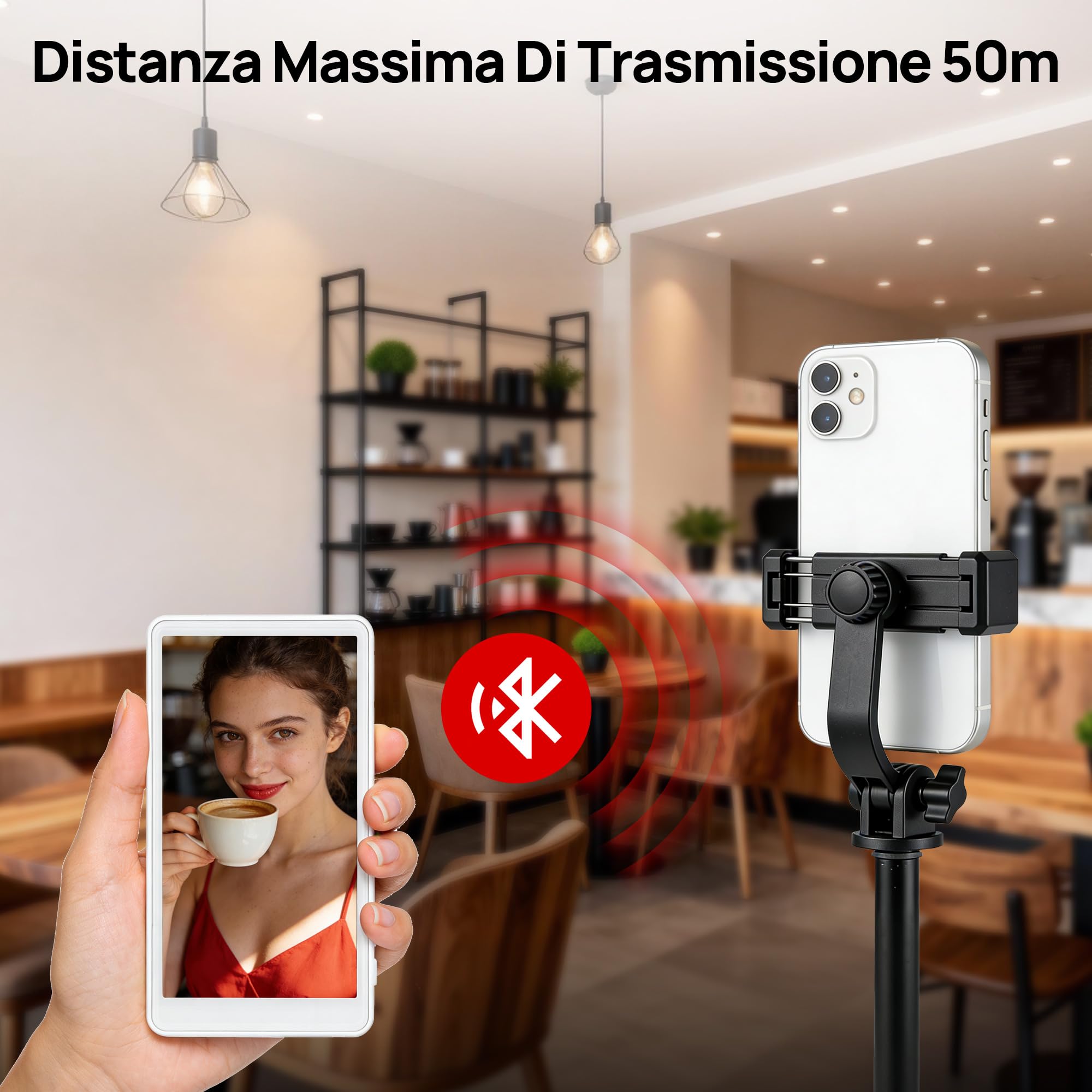 Vlog Selfie Monitor Schermo per Telefono, Wireless Magnetico Telecamera Posteriore Phone Monitor con Gamma 164FT, Schermo per Selfie con Telecomando Bluetooth per Youtube TikTok Live