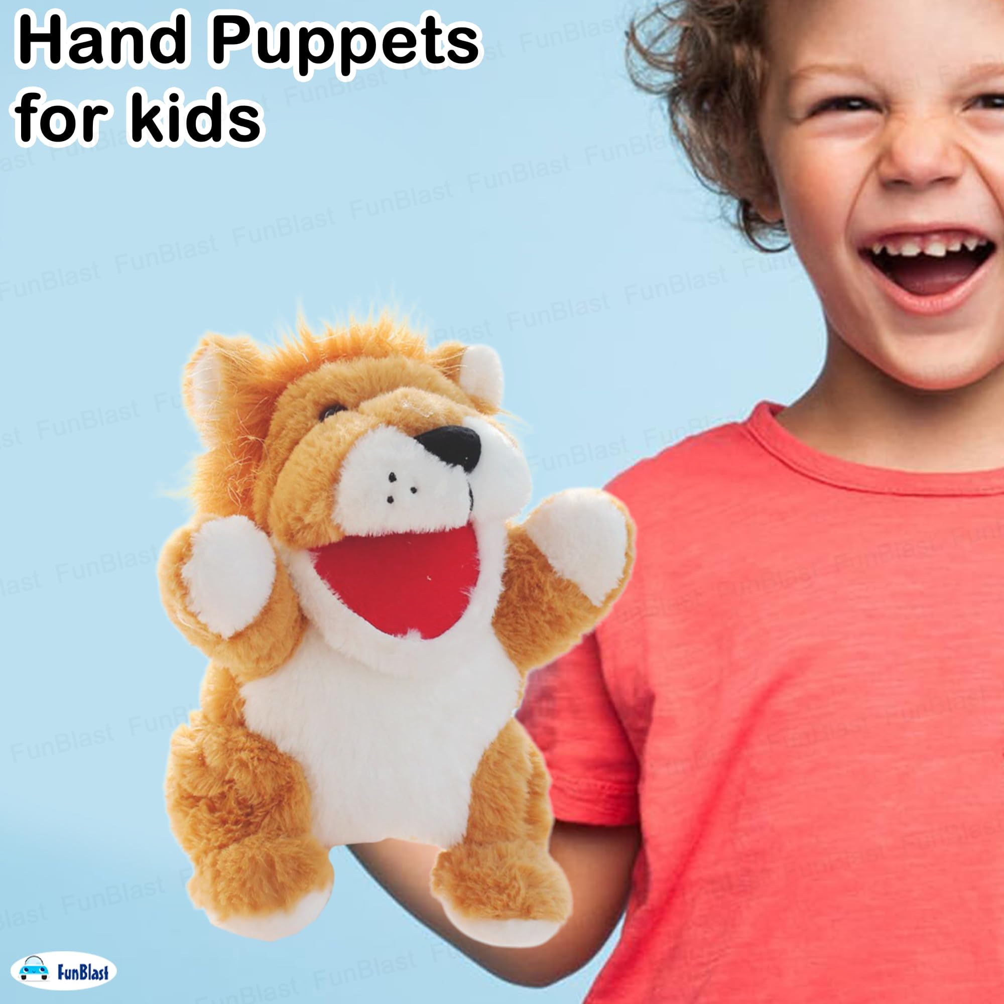 FunBlast Plush Animal Hand Puppets – Soft & Cuddly Animal Figure Puppets for Kids, Storytelling & Role Play, Fun Educational & Learning Toys for Toddlers & Children (Lion) 4
