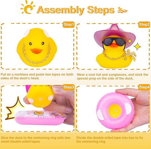 Miniatura 4 de MuMyer Pato vaquero para automóviles, pato de goma para tablero de automóvil, accesorios de adorno de auto con mini sombrero de vaquero holográfico,