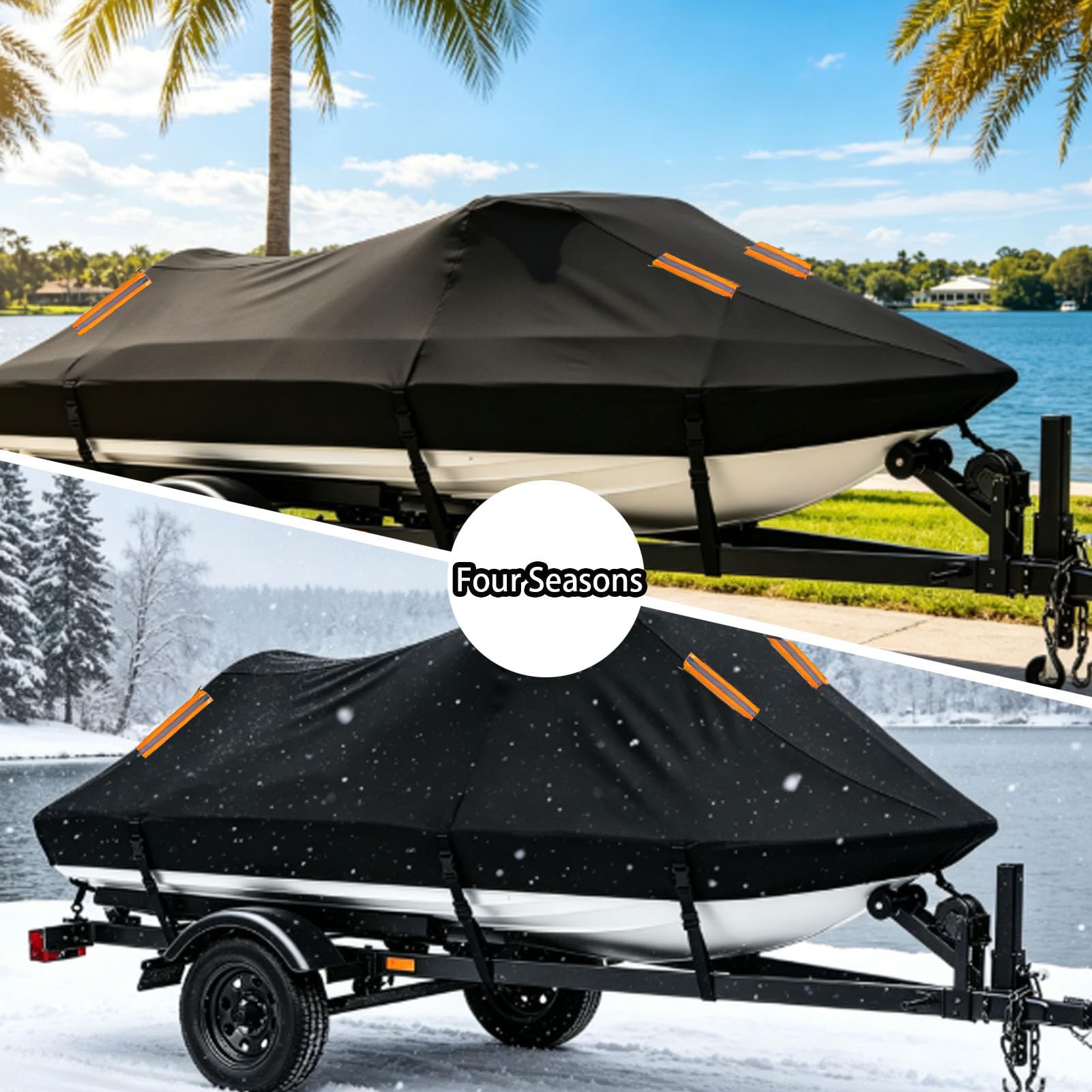 Funda para Jet Ski para Sea-Doo Wake 170 35TH 2026 | Tela Oxford 300D Resistente Rayos UV Viento Nieve Polvo, Antideslizantes,Moto de Agua 2-15 Plazas Protector Remolcable