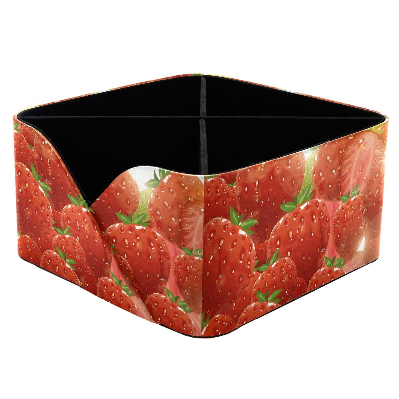 KengjuTesu Strawberry Sunshine Desktop Organizer Pen Holder, Rectangular Pencil Cup for Office, Study and Makeup Stations