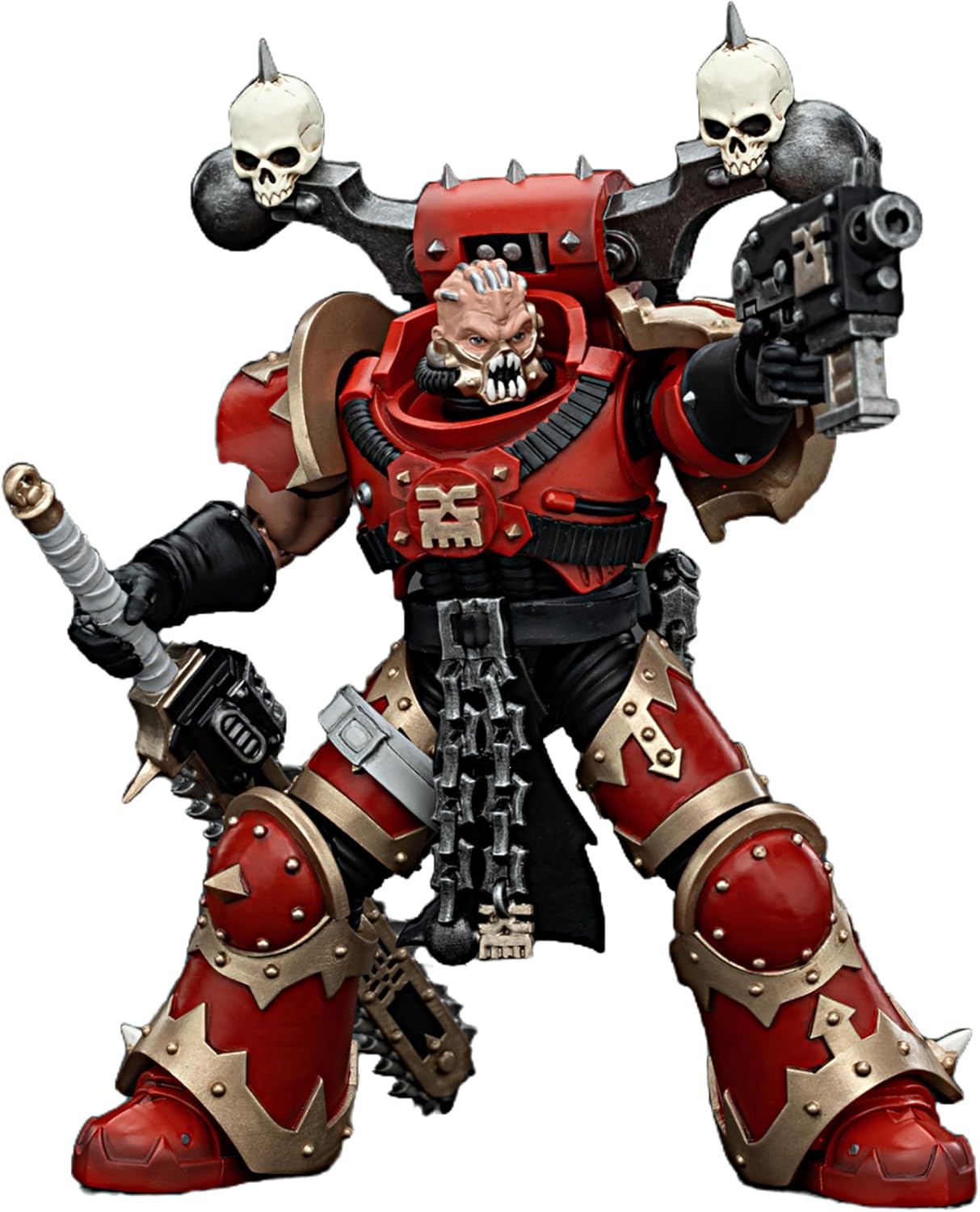 JOYTOY Warhammer 40k 1/18 Action Figure World Eaters Khorne Berzerker with Eviscerator Chainsword 4.96-inch Collectible Gifts,Toys for Kids 15+ and Adults
