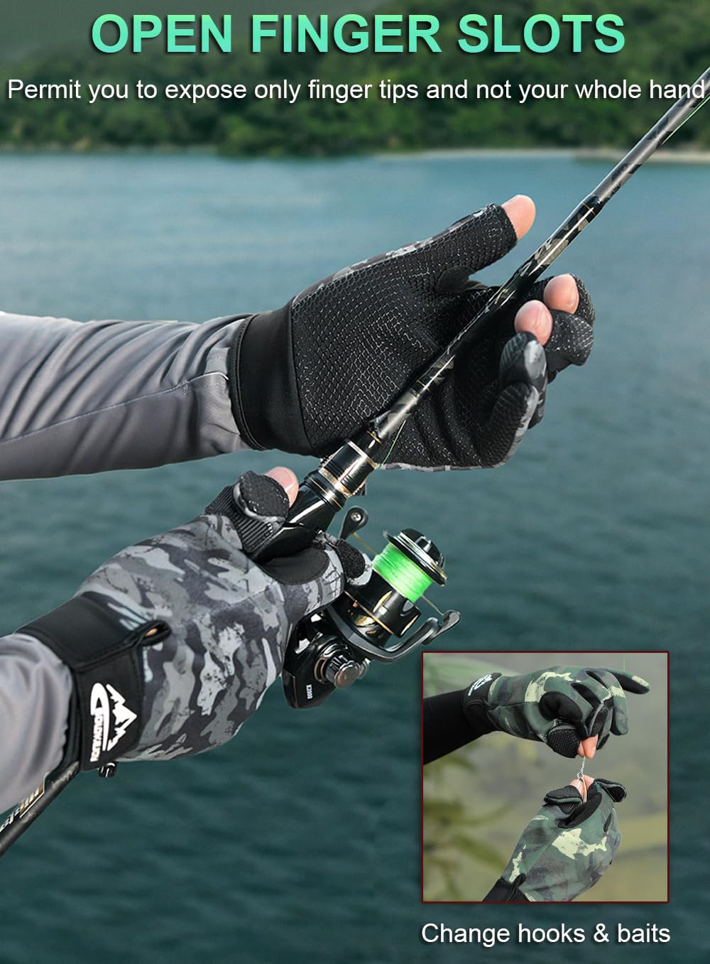 Fishing Gloves Men & Women, Ice Fishing Gear Hunting Gloves for Men Cold Weather, Kayak Gloves Fly Fishing Gear Cold Weather Hunting Gear