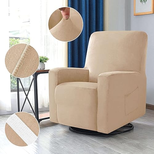 Miniatura 5 de IMYOGI Fundas para sofá de alta elasticidad, funda de terciopelo de felpa para silla reclinable, funda de sofá de alta elasticidad, funda de