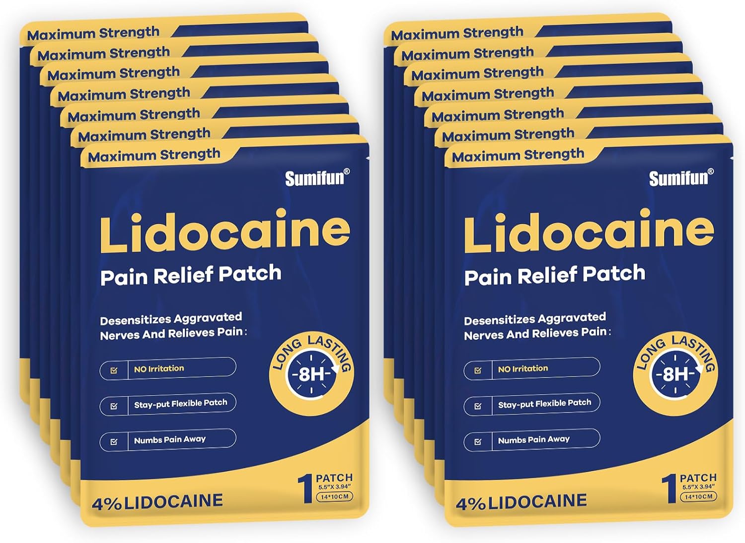 Sumifun 4 Lidocaine Pain Relief Patches 14 Count Maximum