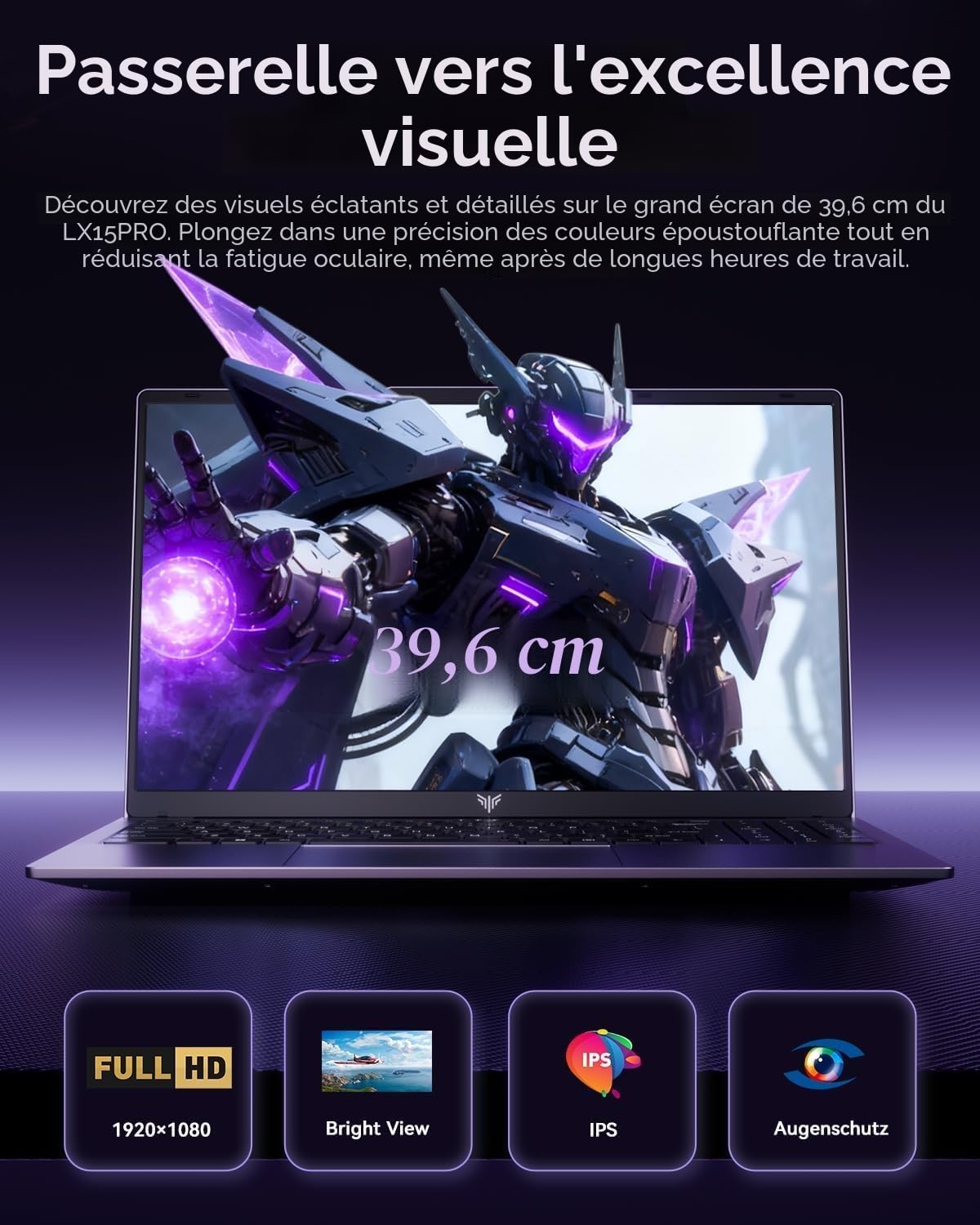 15,6 Pouces PC Portable Gaming avec Ryzen 7 5825U (Jusqu'à 4,5GHz)