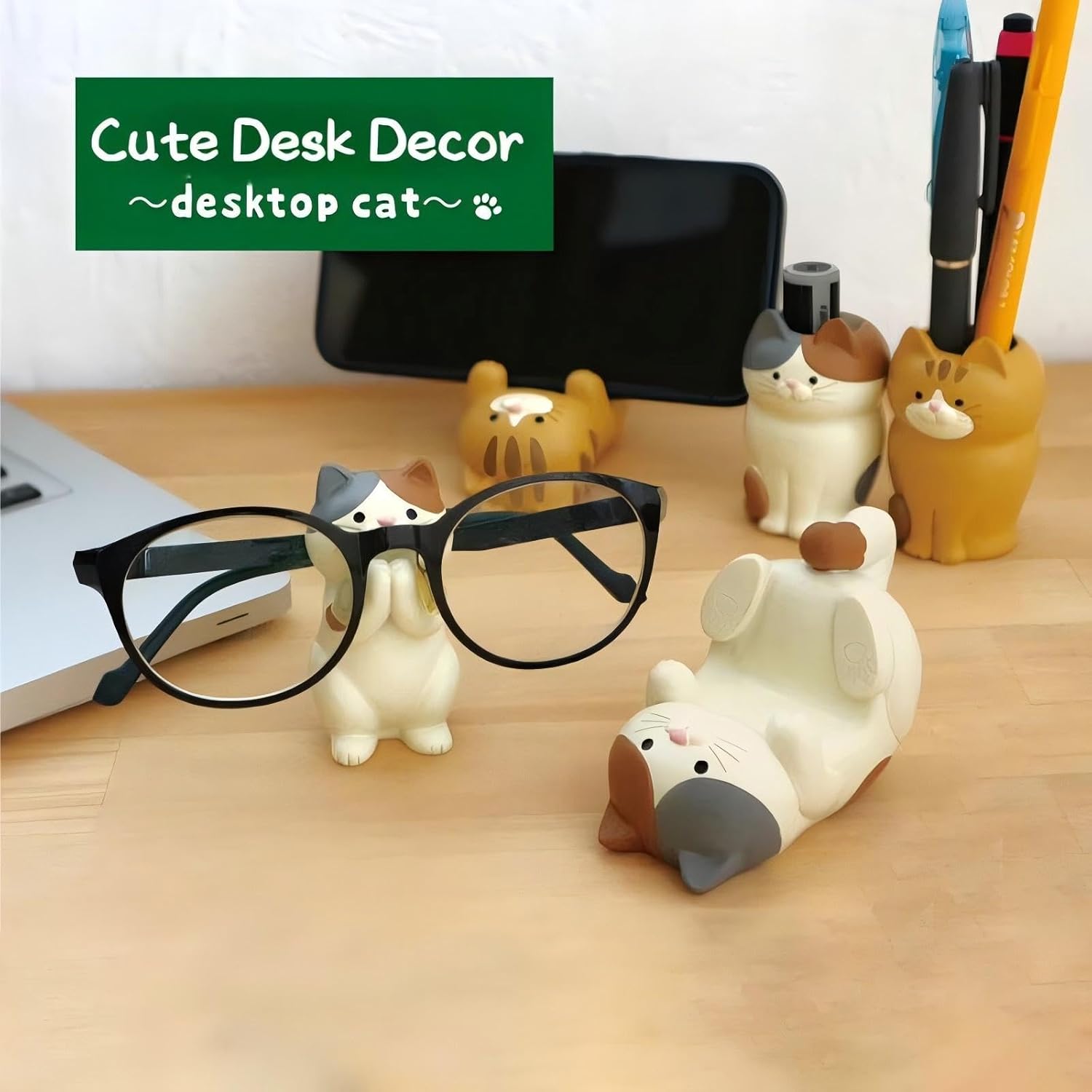 Cat Phone Stand Holder, Cute Resin Desk Decor Accessory for Smartphones, Mini Phone Stand Gift for Cat Lovers, Stable Mobile Phone Holder for Office & Home, 3.3 x 2.3 x 2.0 Inches, Orange image 8 of 8 B0FDWNG3H2