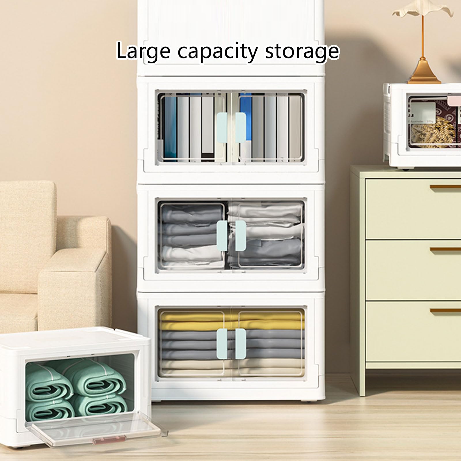 PANGBOER Contenitore portaoggetti per armadio con porta trasparente, grande capacità, per abbigliamento e accessori, organizer per camera da letto