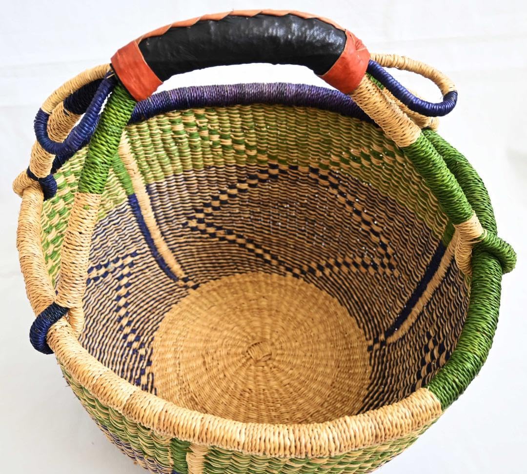 アフリカ ガーナ製ブルキナ ボルガ バスケット38×39cm 037アフリカ