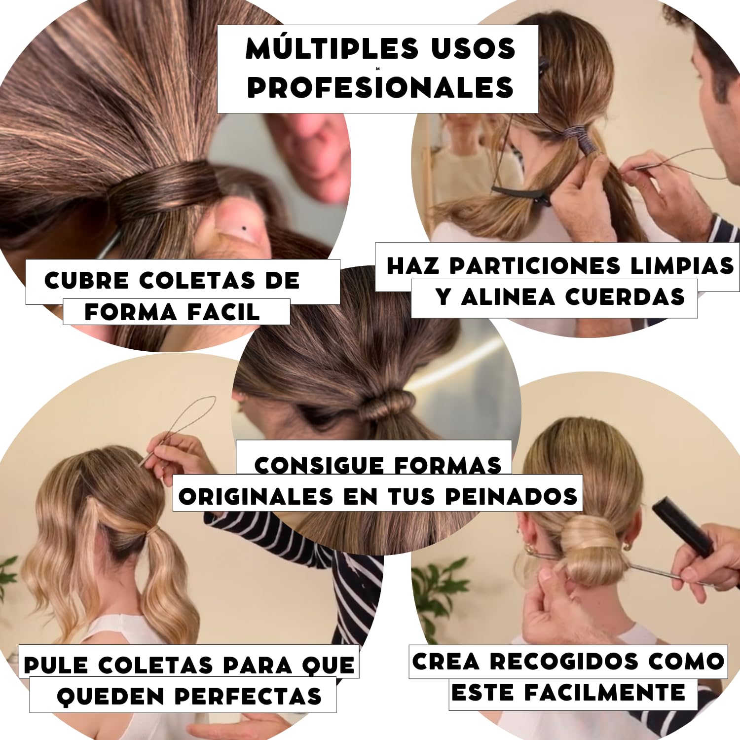 Topsy Metálico Aguja de Pelo Profesional - Herramienta para Peinados Recogidos Sin Tirones