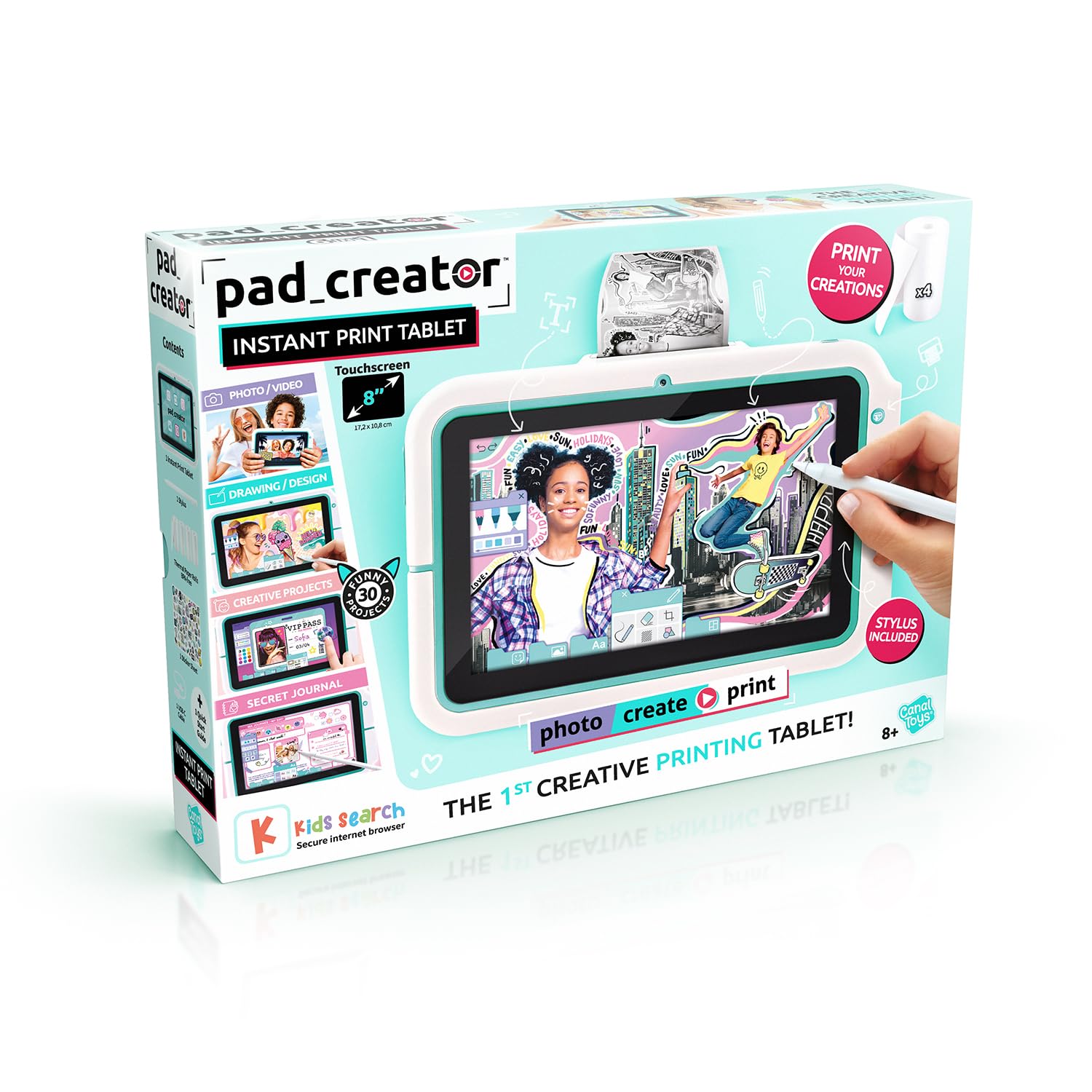 Canal Toys - Pad Creator - Il Tablet Creativo con Stampa Istantanea - Regalo Bambina 8 Anni - 6 Funzionalità - Fotocamera, Video, Diario Segreto - Giocattolo Elettronico Creativo per Bambini - CLK 023