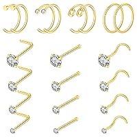 Algopix Similar Product 12 - 16pcs 20g Stainless Steel Nose Stud for