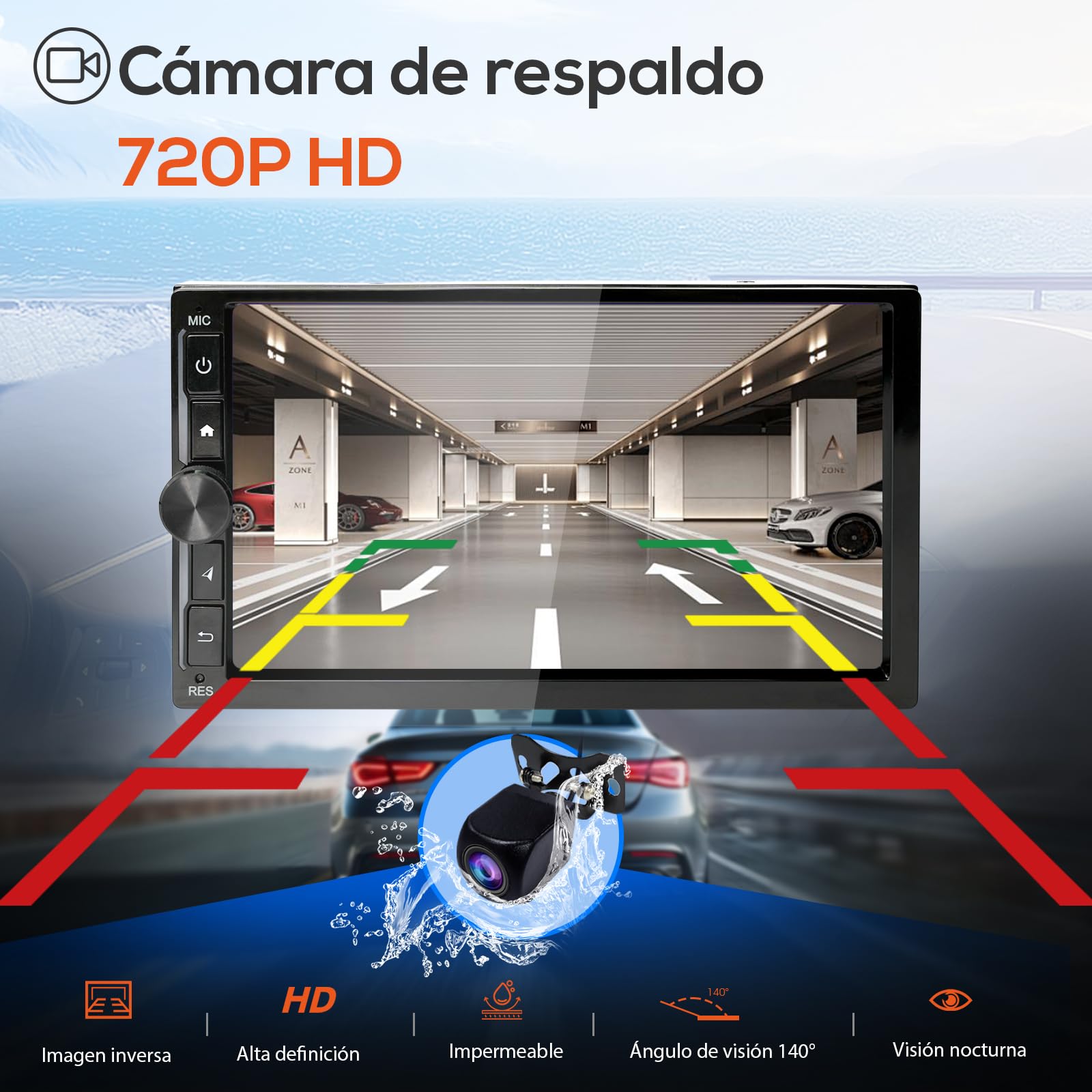 Haudio Radio Coche 2 DIN con Carplay y Android Auto Inalámbrico - Pantalla Táctil de 7 Pulgadas, Bluetooth, Mirror Link, Navegación GPS, Control por Voz, Cámara de Respaldo, FM/Am/AUX