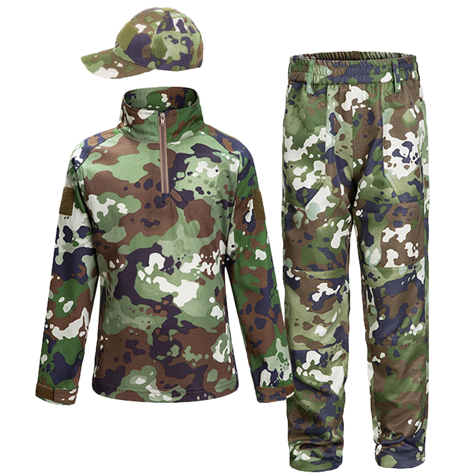 Niños Conjunto de Camiseta y Pantalones Táctico Airsoft Militar Camuflaje Manga Larga Combate
