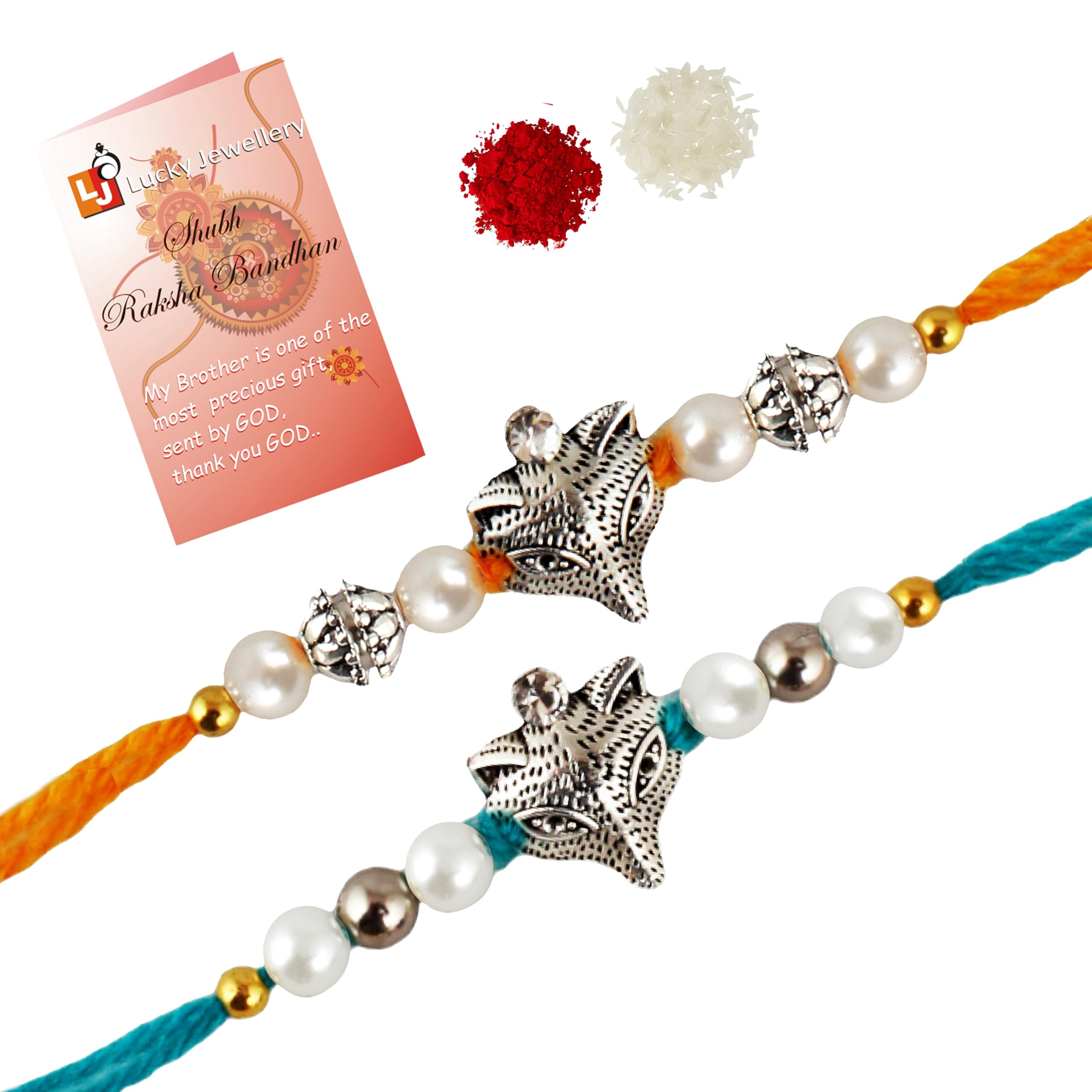 LUCKY JEWELLERY Designer Combo German Silver Quirky Dolphin Shape Rakhi for Bro/Brother/Bhaiya/Bhai/Bhabhi (Pack of 2) Rakshabandan Rakhee Bracelet Rakshashutra (28-CHR1-LJ710-2) (B0B5DS5MZD) Amazon Price History, Amazon Price Tracker