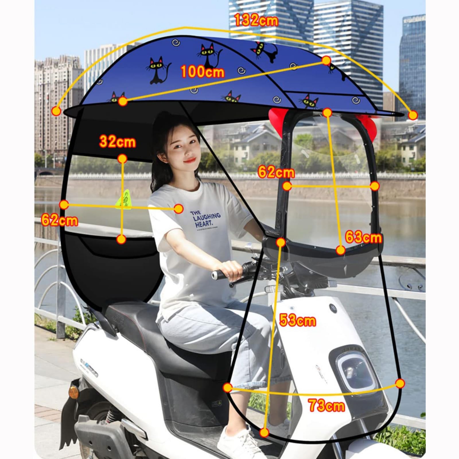 Parasol Moto Eléctrica Cubierta, Toldo Transparente for Coche eléctrico, Protector contra el Sol, la Lluvia y el Viento for Scooters de Movilidad.(Black)