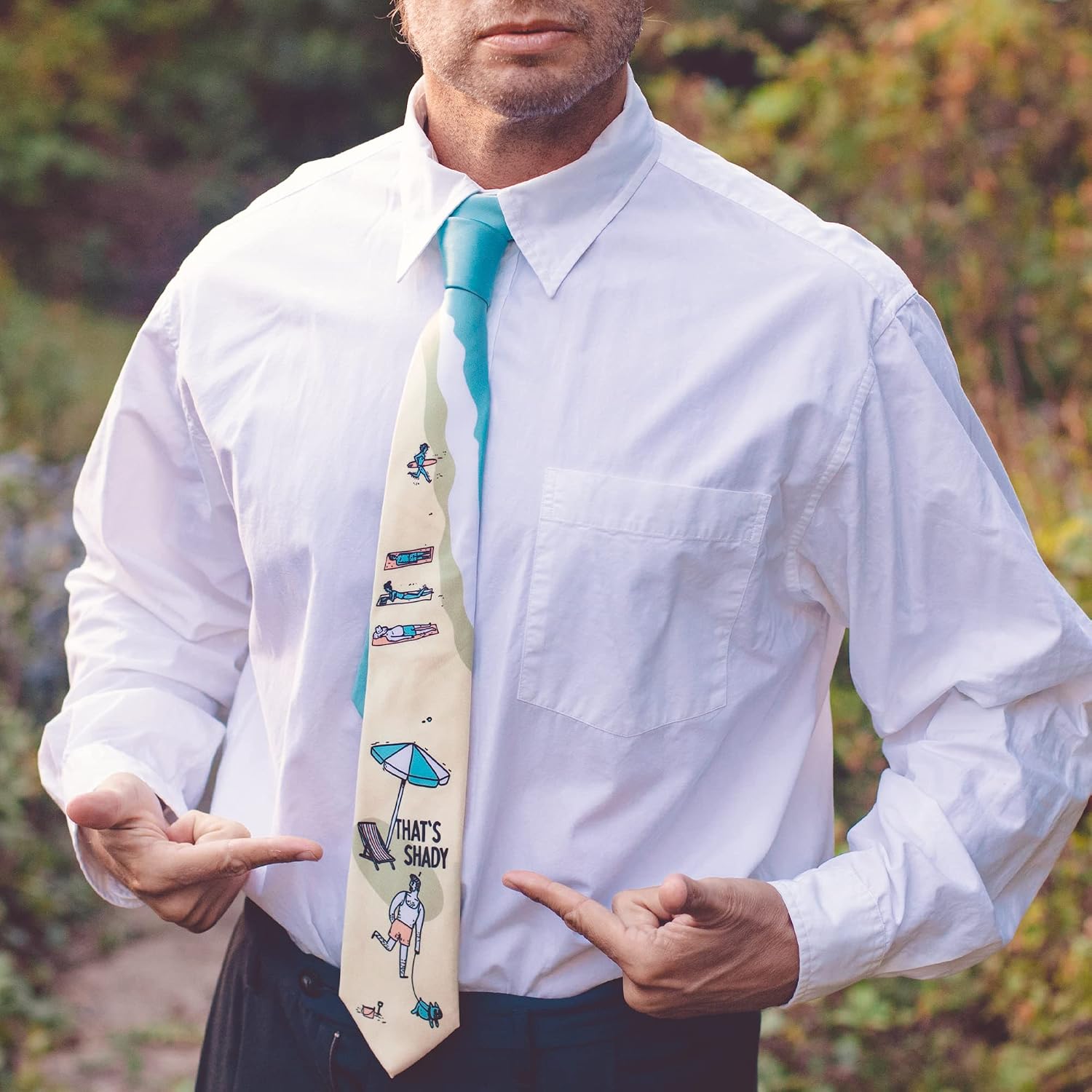 Crazy Dog T-Shirts That's Shady Necktie Funny Nerdy Novelty Necktie for Men | Funny Summer Tie for Men,Office Menswear Accessory, For Vacations and Tropical Theme Event Parties, Funny Necktie, Graphic ,