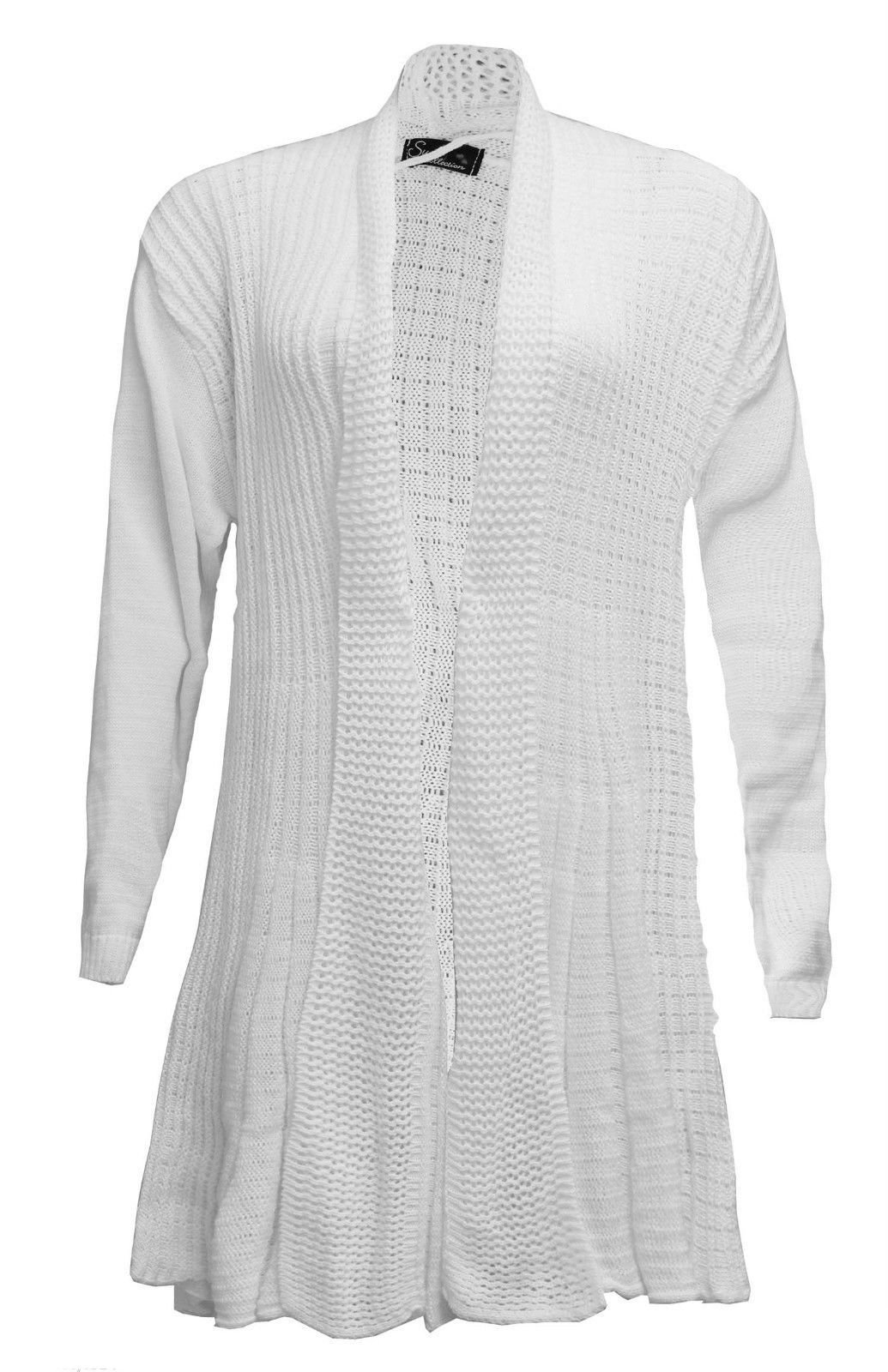 Missmister Long Cardigans for Women - Plus Size – Crochet Boyfriend Waterfall Cardigan – Chunky Knit Ladies Cape Jacket – Open Front, Premium Quality (20-22 Plus, White)