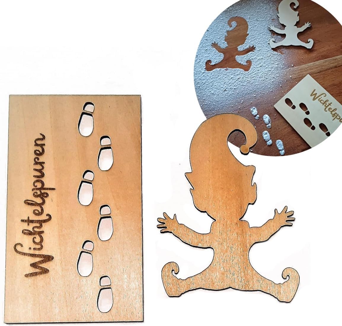 Porta Elfo Natale Stencil Impronte Gnomo Natale | Con Scala