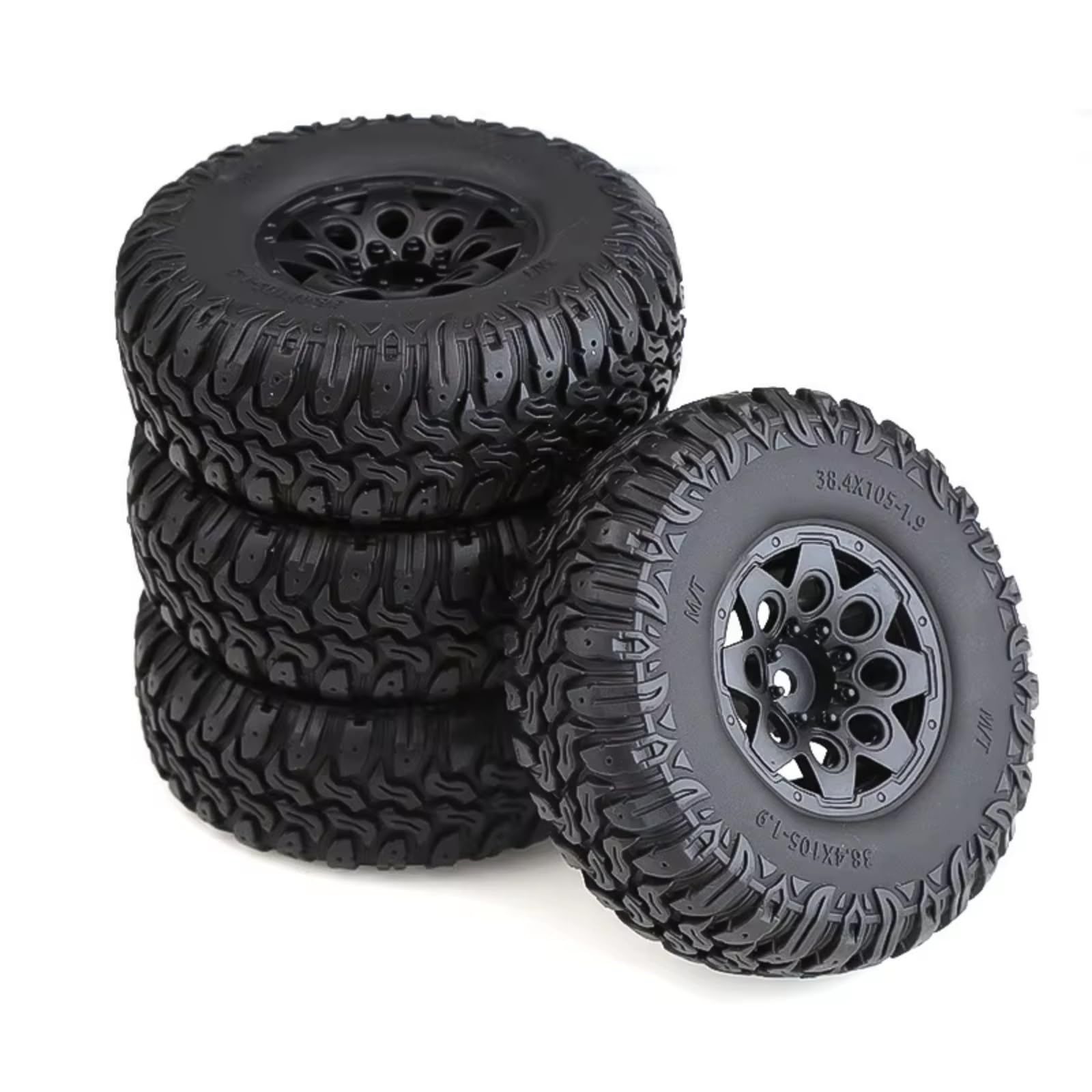 para Axial para SCX10 AX10 para Wraith 90048 90018 CC01 para Rock 1/10 4 Uds 105mm 1,9 Pulgadas Llantas Rueda Beadlock Neumático Goma RC Crawler