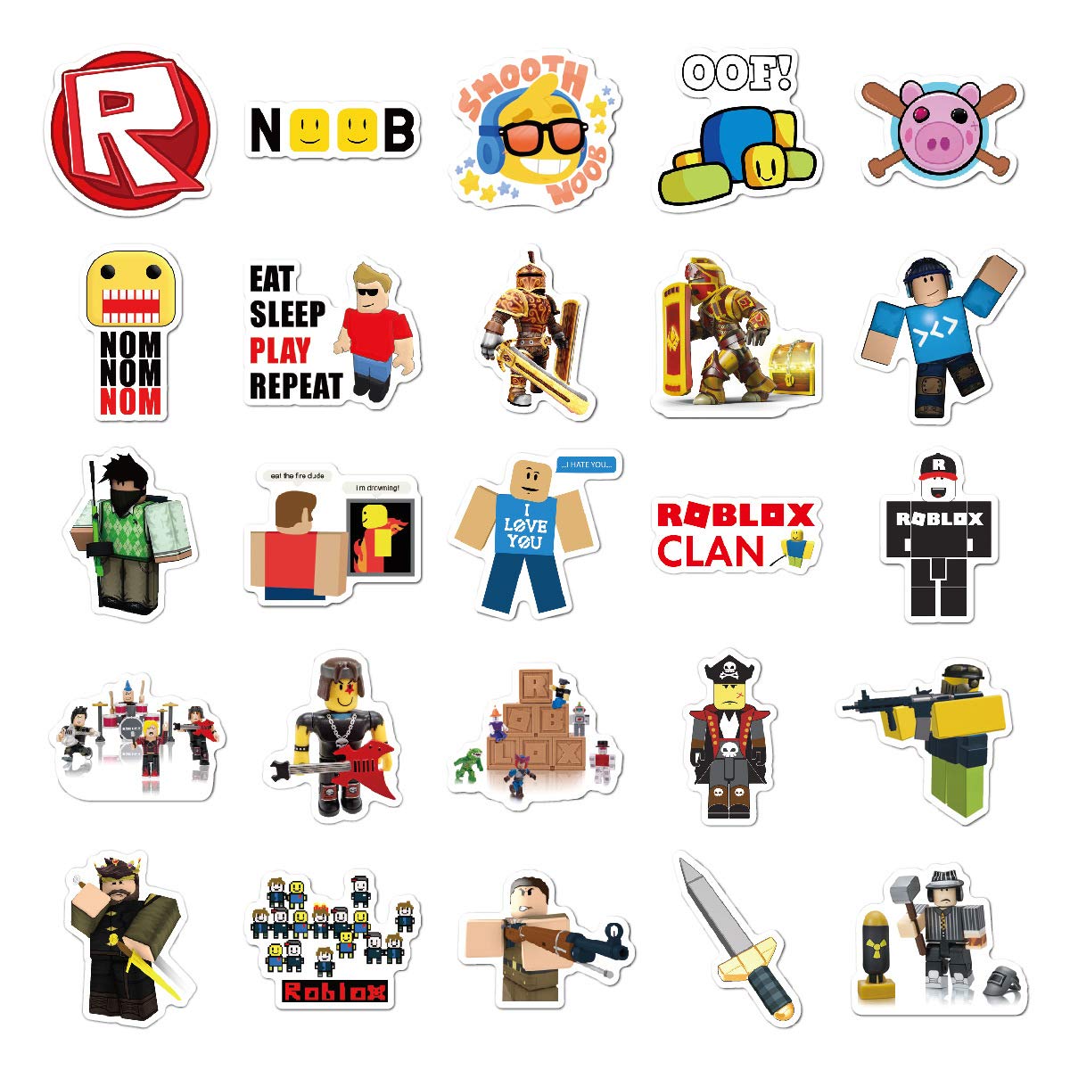 50 Pcs Ro blox Stickers - Gaming Vinyl Decals for Kids Teens Adults Water Bottle Laptop Scrapbook Hydroflask Phone Skateboard Luggage Guitar DIY Crafts 1