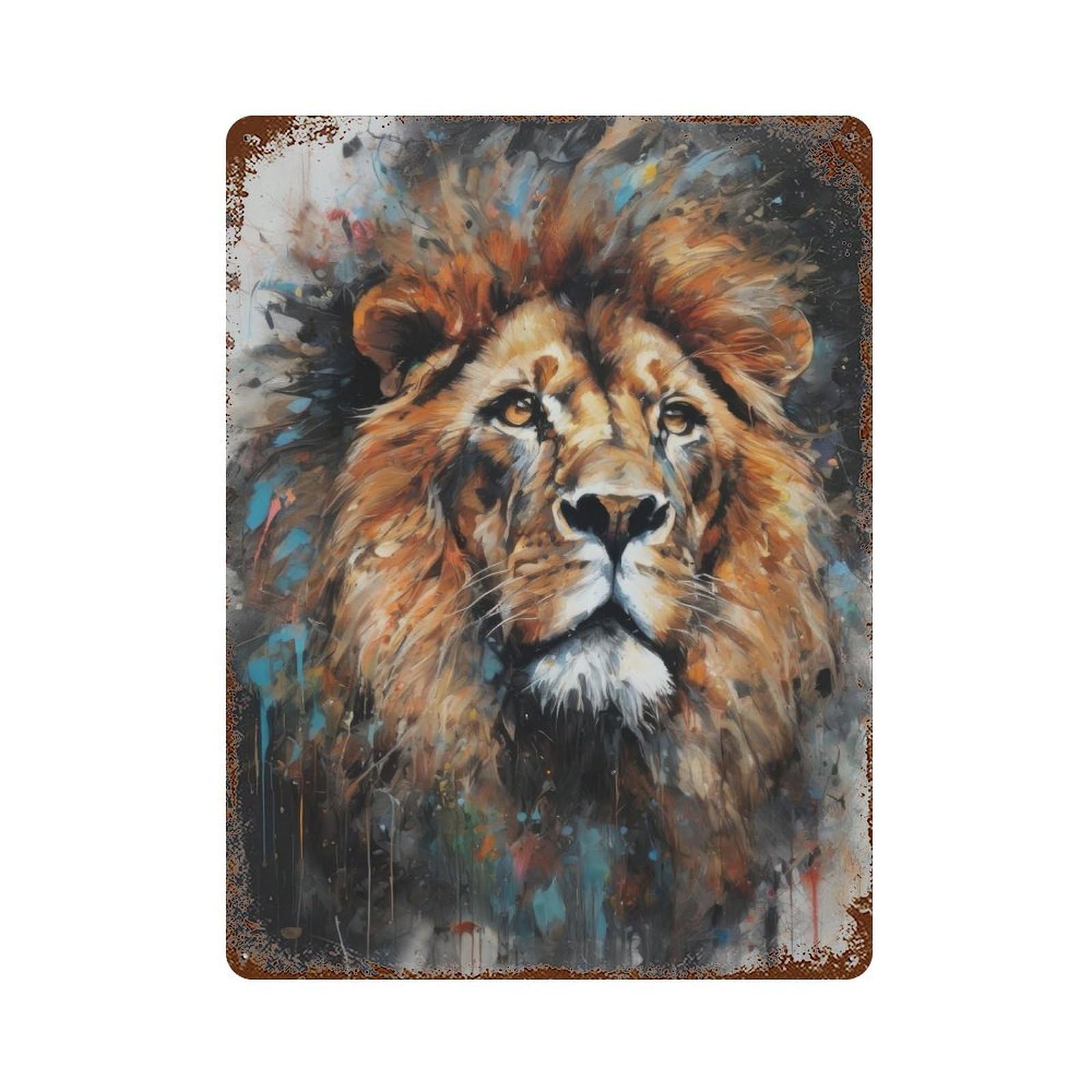 Lion Decorative Tin Sign 15.7"x11.8", for Bistro, Counter And Cafe Decor, Classic Wall Plaque