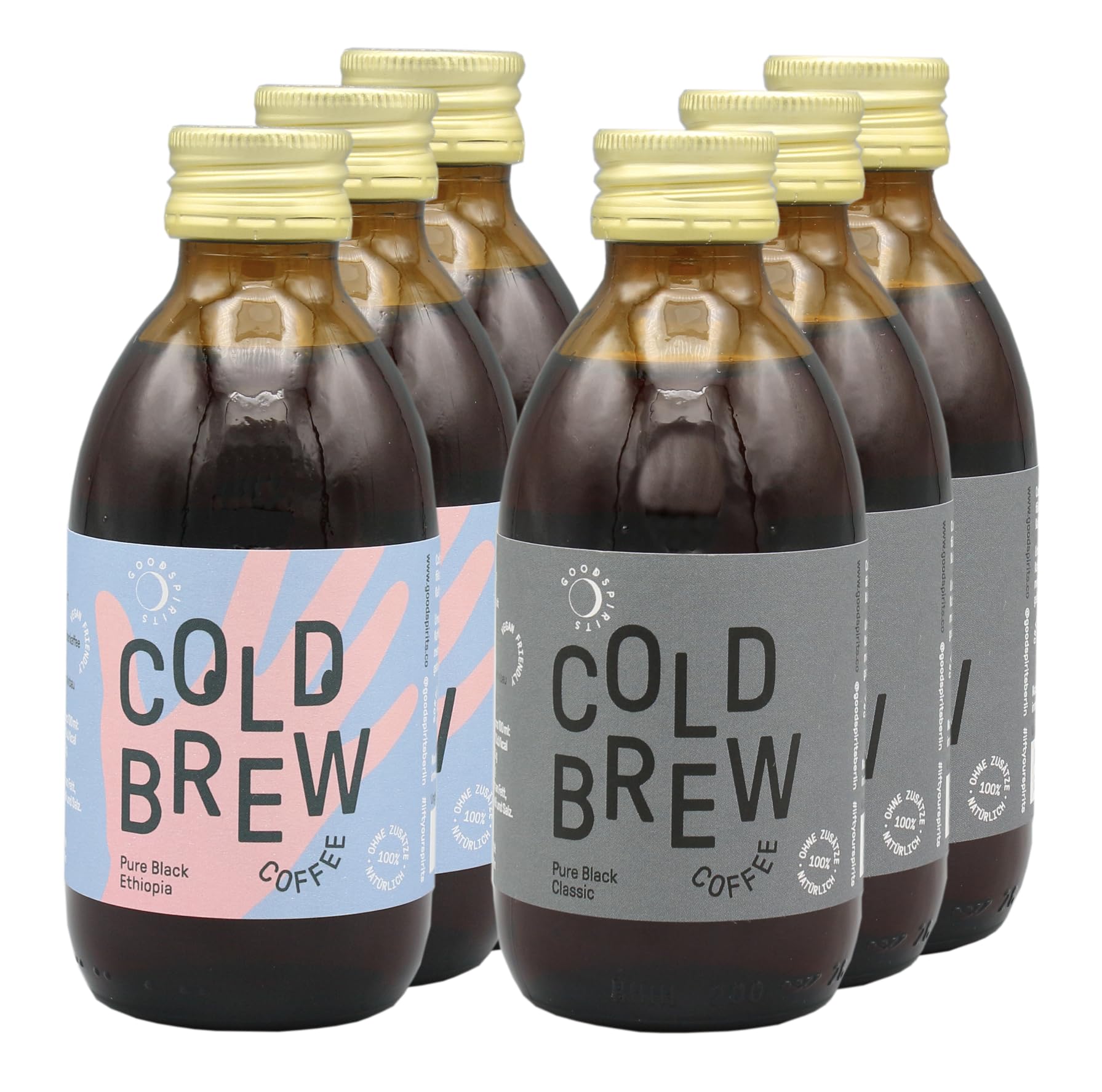 Good Spirits Bio Cold Brew Coffee 3x Ethiopia & 3x Classic Kaffee Kaltgetränk, EINWEG (6 x 200 ml)