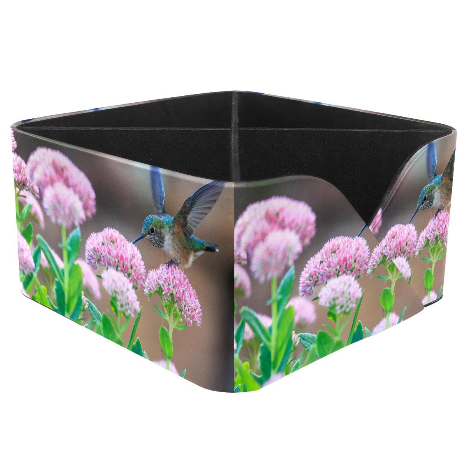 KengjuTesu Hummingbird Working Desktop Organizer Pen Holder, Rectangular Pencil Cup for Office, Study and Makeup Stations
