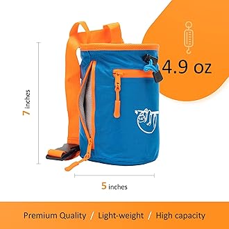 Chalk Bag for Rock Climbing, Climbing Chalk Bag for Bouldering with 2 Large Zipper Storage Pockets, Premium Gym Chalk Bag for Weightlifting, Great Gift and Rock Climbing Gear