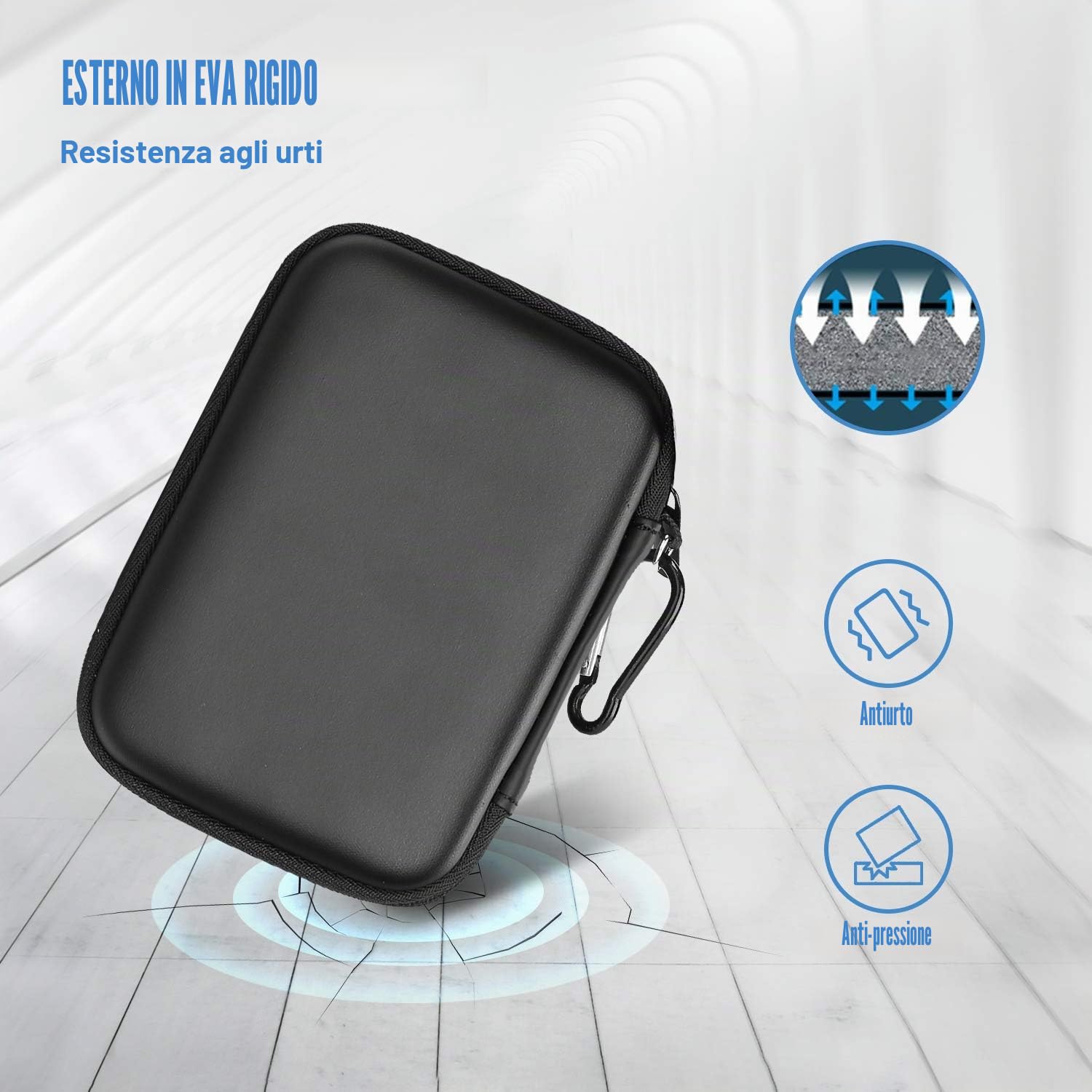 ProCase Custodia Hard Disk Esterno 2.5'', Custodia Rigida per HDD SSD TOSHIBA Western Digital Maxtor WD KESU Seagate Hitachi Samsung 500G 1TB 2TB 3TB 4TB, Borsa da Viaggio per Samsung T9 SSD –Nero