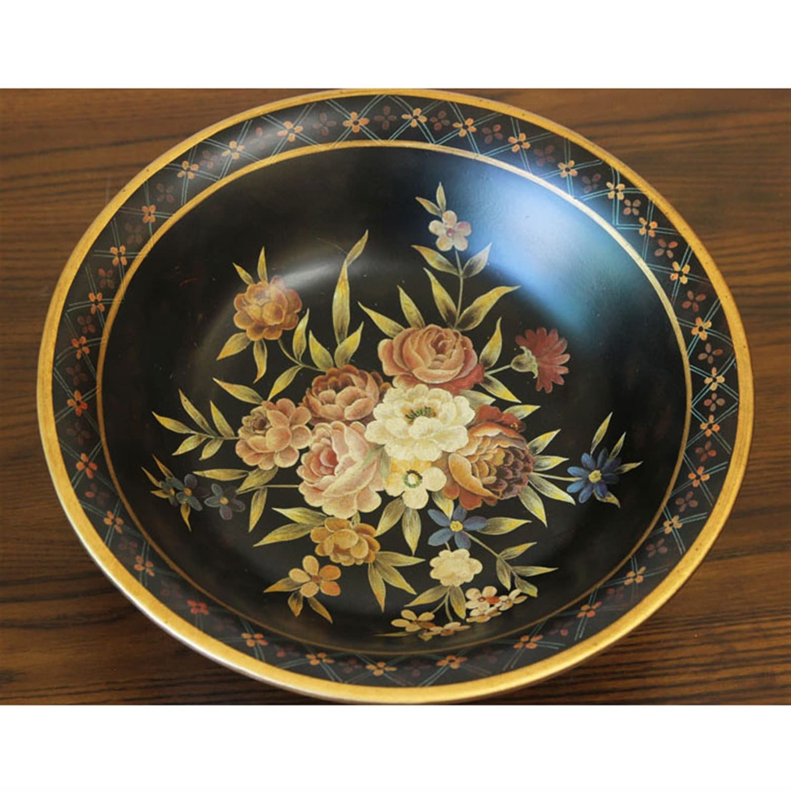 CLoxks Corbeilles à Fruits Assiette de Fruits Nouveau Chinois rétro Peint à la Main en céramique Bol de Fruits Maison Salon décoration Porcelaine Noire Plat de Fruits Bol de Bonbons Coupe de Fruit