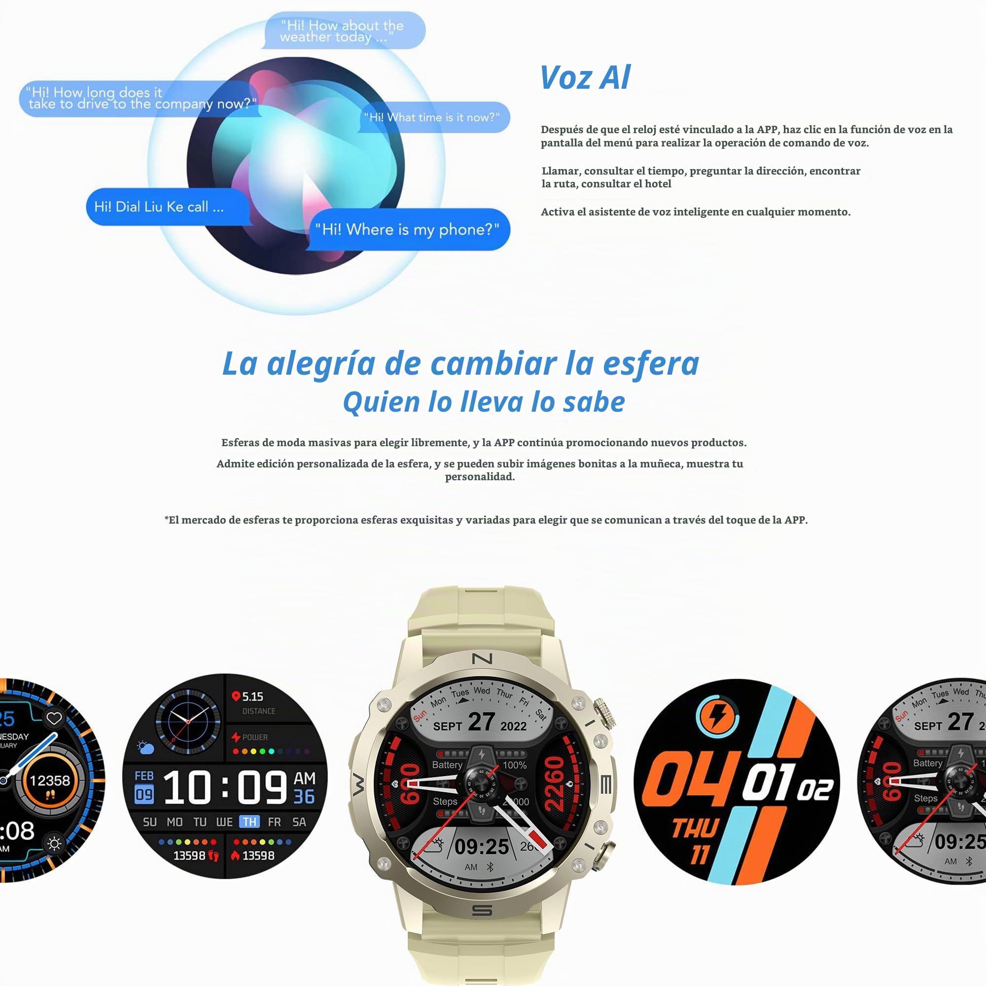 Reloj Inteligente Hombre con Llamada y Whatsapp, 1,52" AMOLED 5ATM Impermeable Reloj Smartwatch 123 Deportivo Hombre con Monitor Sueño, Oxígeno Sanguíneo, Podómetro, Pulsómetro Android iOS (Plata)