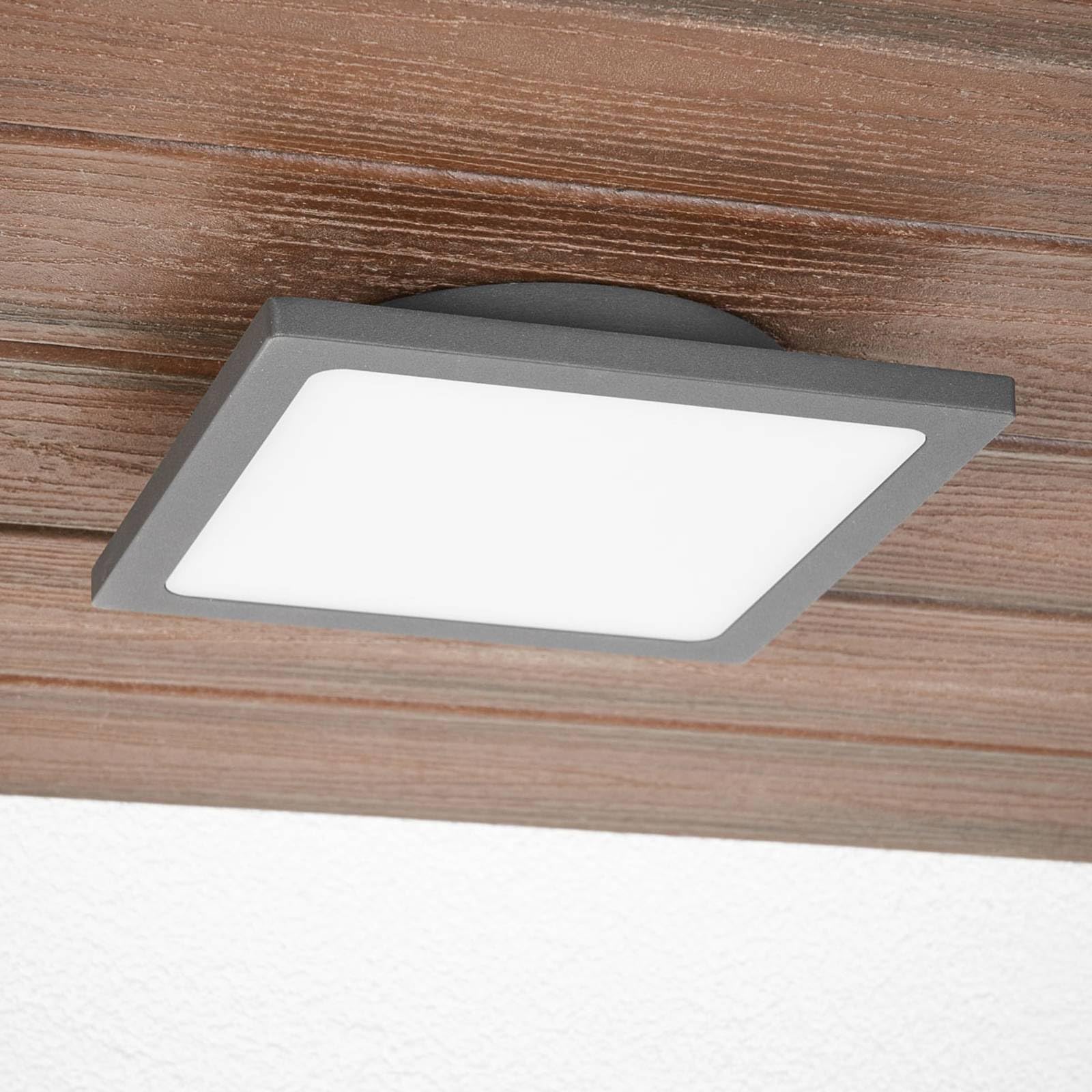 Lucande Mabella LED Deckenleuchte mit Bewegungsmelder Schwarz Aluminium Außenleuchte
