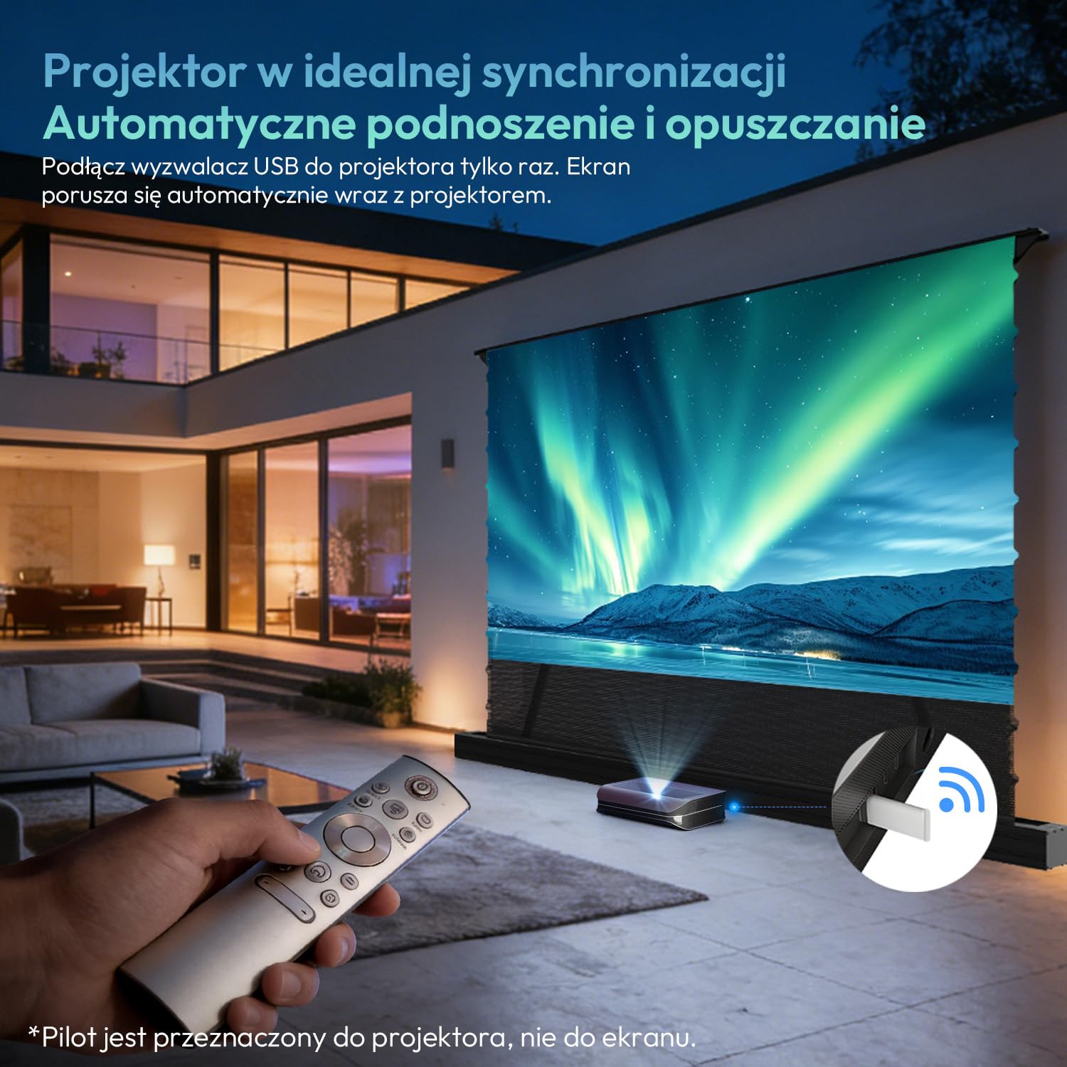 Ekran do projektora, 120 cali, stojący na podłodze, wysuwany elektrycznie, ALR CLR, 4K UHD Laser TV ekran, przenośne kino domowe, ekran do projektora ultrakrótkiego dystansu, bez