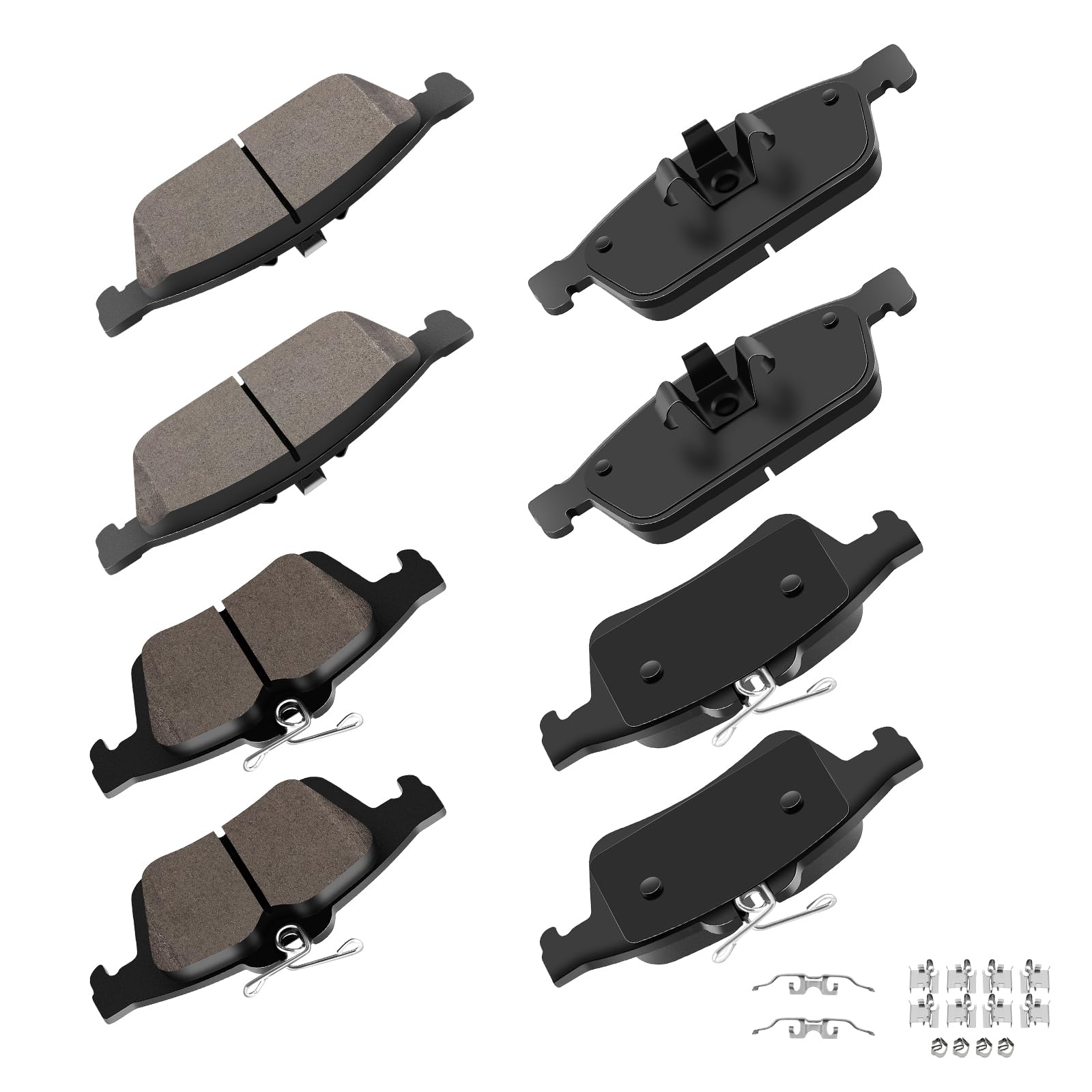cciyu D1668 D1095 Brake Pads w/Hardware Front Rear Disc Brake Pad Set