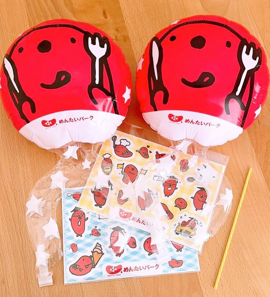 Amazon.co.jp: めんたいパーク たらピヨ風船2個 シール4枚セット