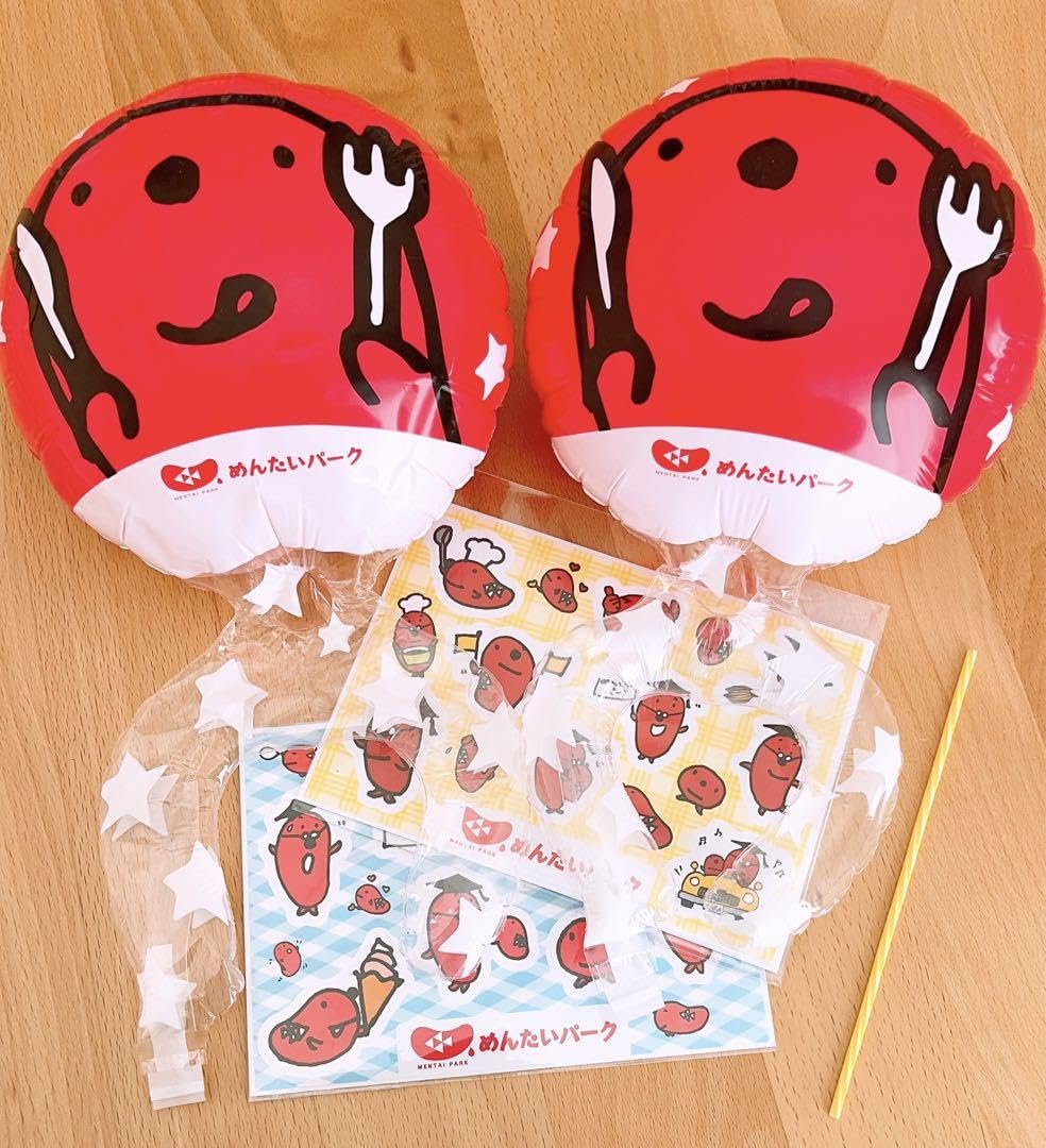 Amazon.co.jp: めんたいパーク たらピヨ風船2個 シール4枚セット