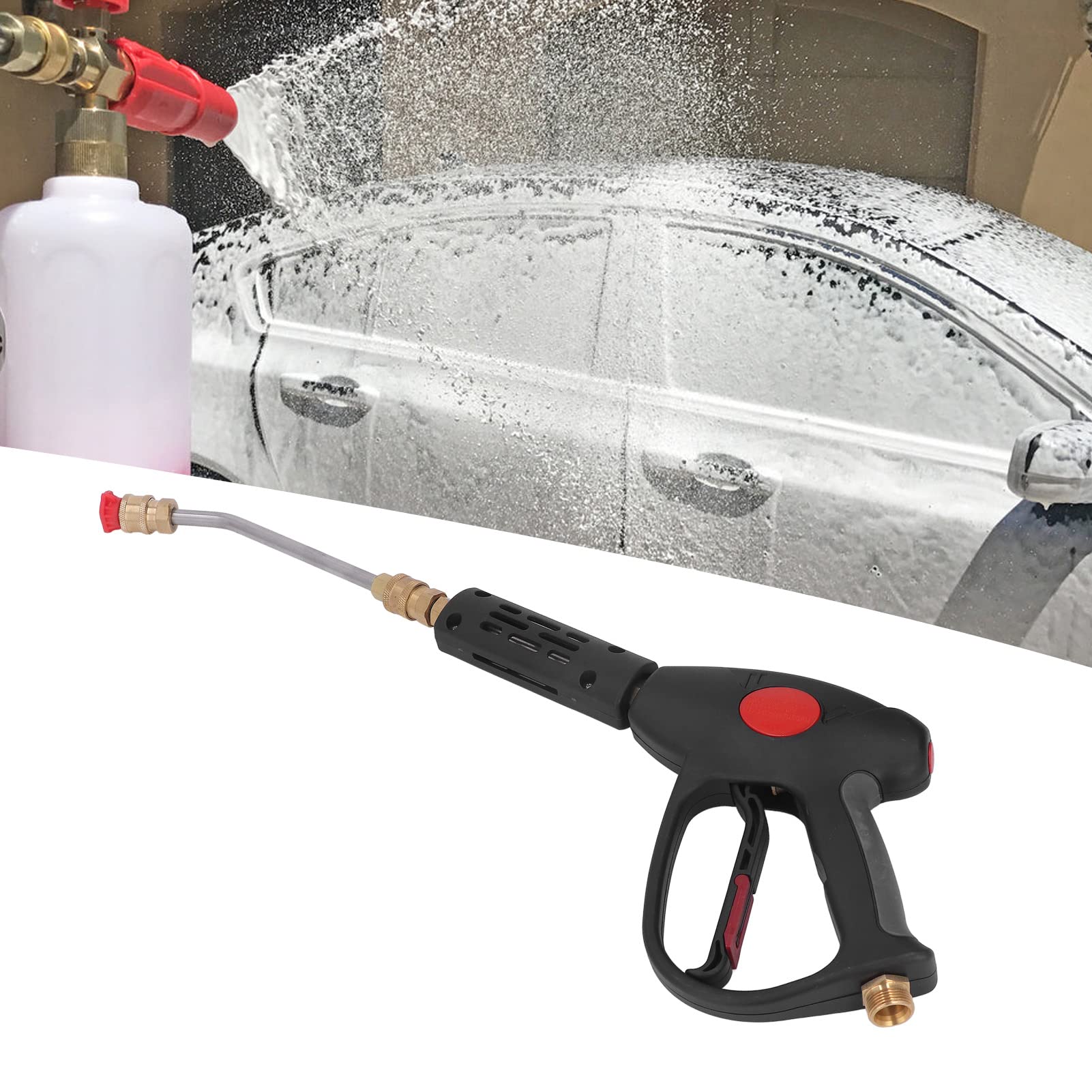 Nettoyeur Haute Pression en Métal, 4000 PSI, Puissant Pulvérisateur de Mousse pour Le Nettoyage de la Voiture et Le Lavage des Vitres avec 7 Embouts de Buse