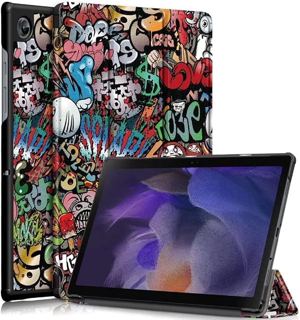 VOVIPO Samsung Galaxy Tab A8 10.5 inch Case ,Ultra Slim Cover Trifold Stand Hard Shell Case for 10.5 Inch Galaxy Tab A8 2021/2022 SM-X205/X200-Graffiti