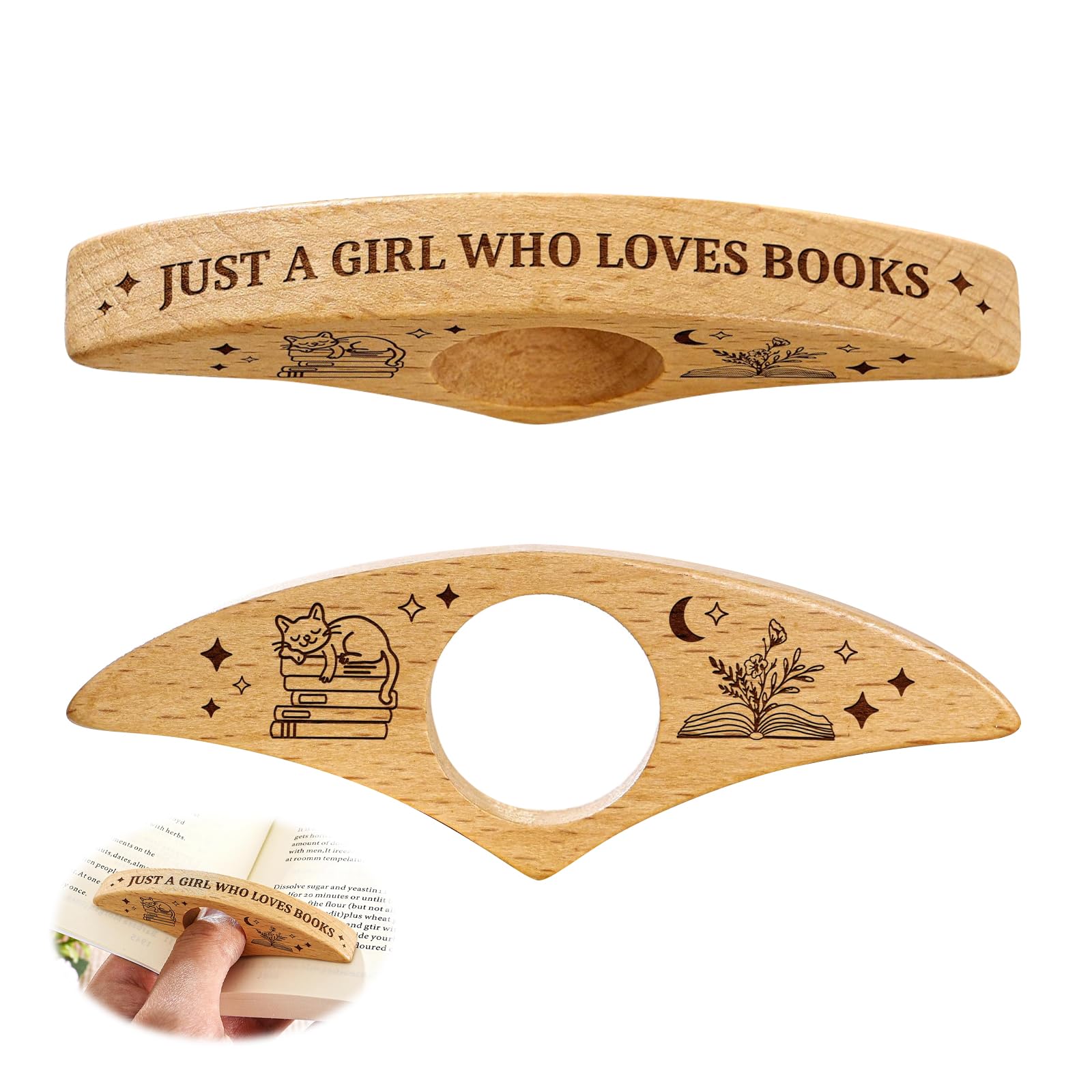 Nymora 2 Personalized Bookmarks for Book Lovers, Wooden Thumb Book Page Holder with Smooth Finish - Reading Accessories & Bookworm Gifts